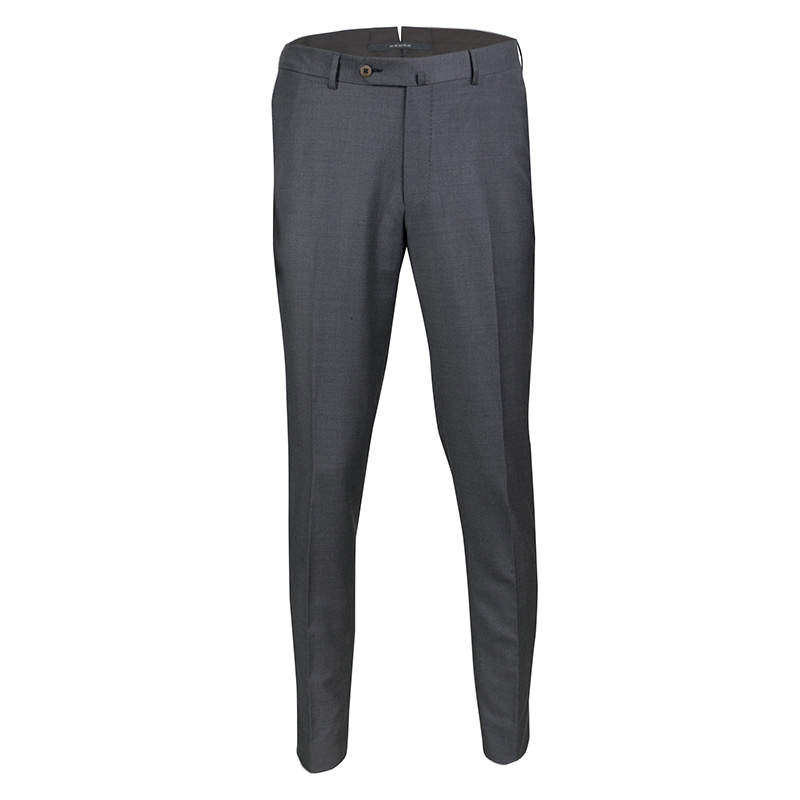 Pre Owned Ermenegildo Zegna Trofeo Grey Wool Slim Fit Trousers L