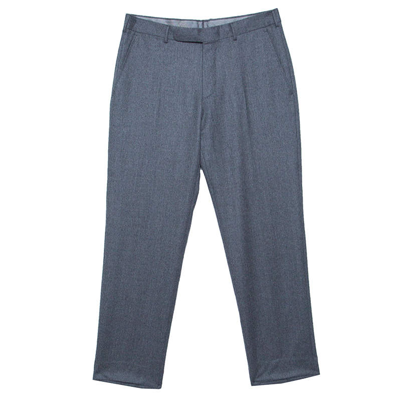 Pre Owned Ermenegildo Zegna Grey Wool Slim Fit Trousers M