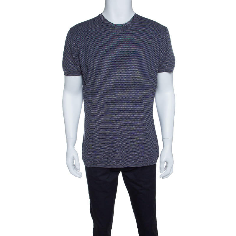 Pre Owned Ermenegildo Zegna Multicolor Cotton Knit Short Sleeve T-Shirt M