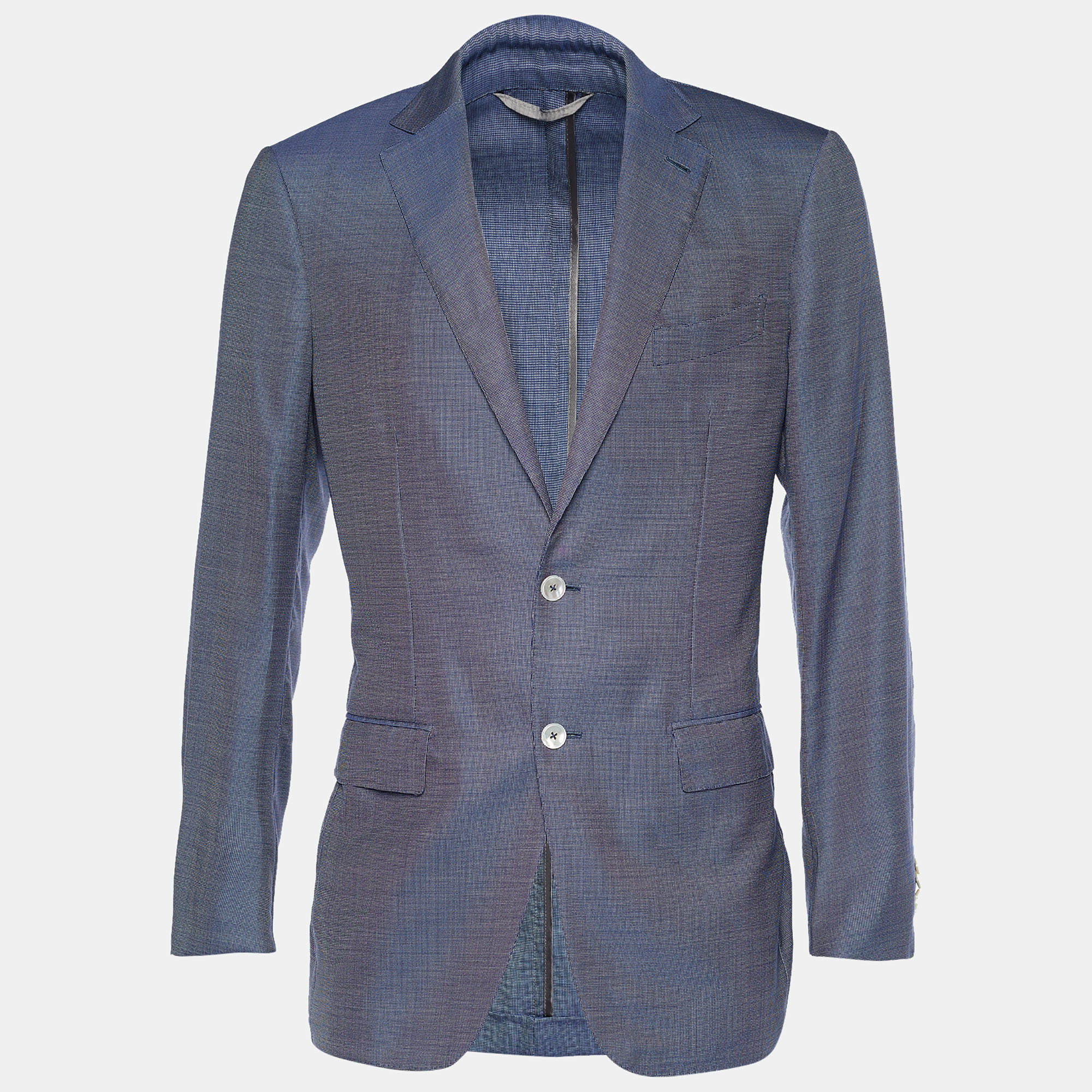 Pre Owned بليزر ايرمنيجيلدو زينيا صوف أزرق قصة مفصلة صف أزرار واحد