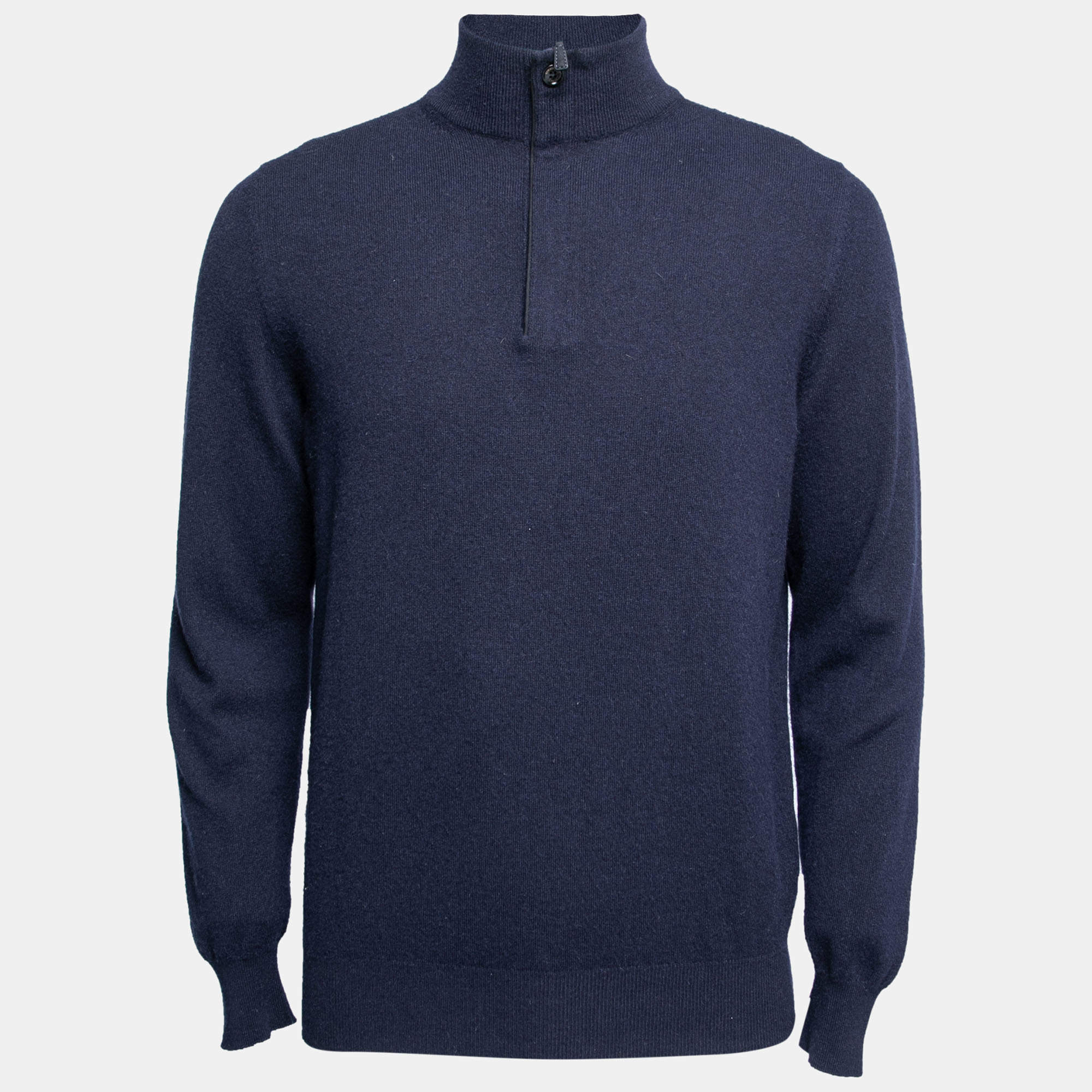 مملوكة مسبقًا بلوفر ايرمنيجيلدو زينيا كشمير أزرق كحلي أكمام طويلة مقاس متوسط (ميديوم)