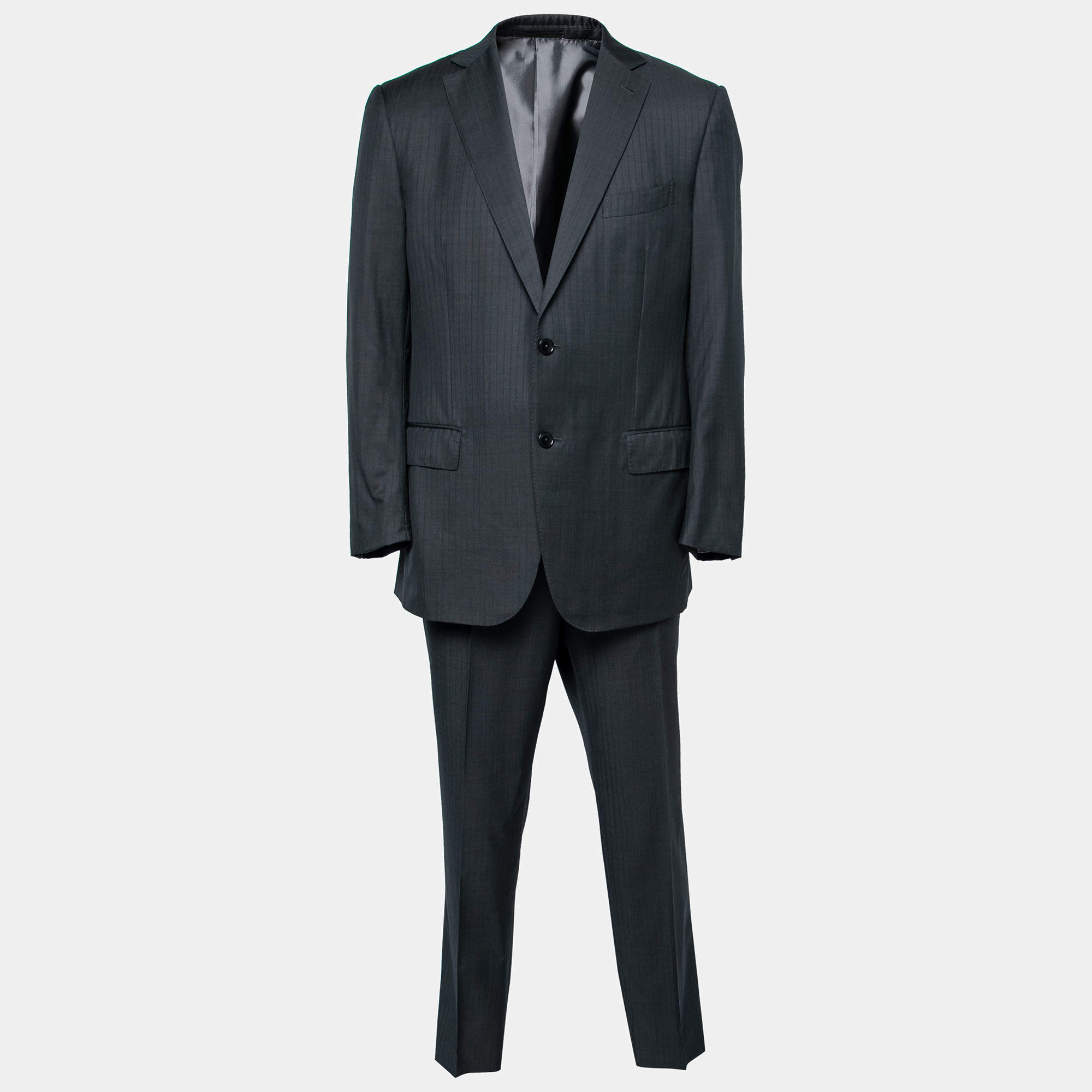 Pre Owned Ermenegildo Zegna Grey Wool Multiseason Single Breasted Suit XXL