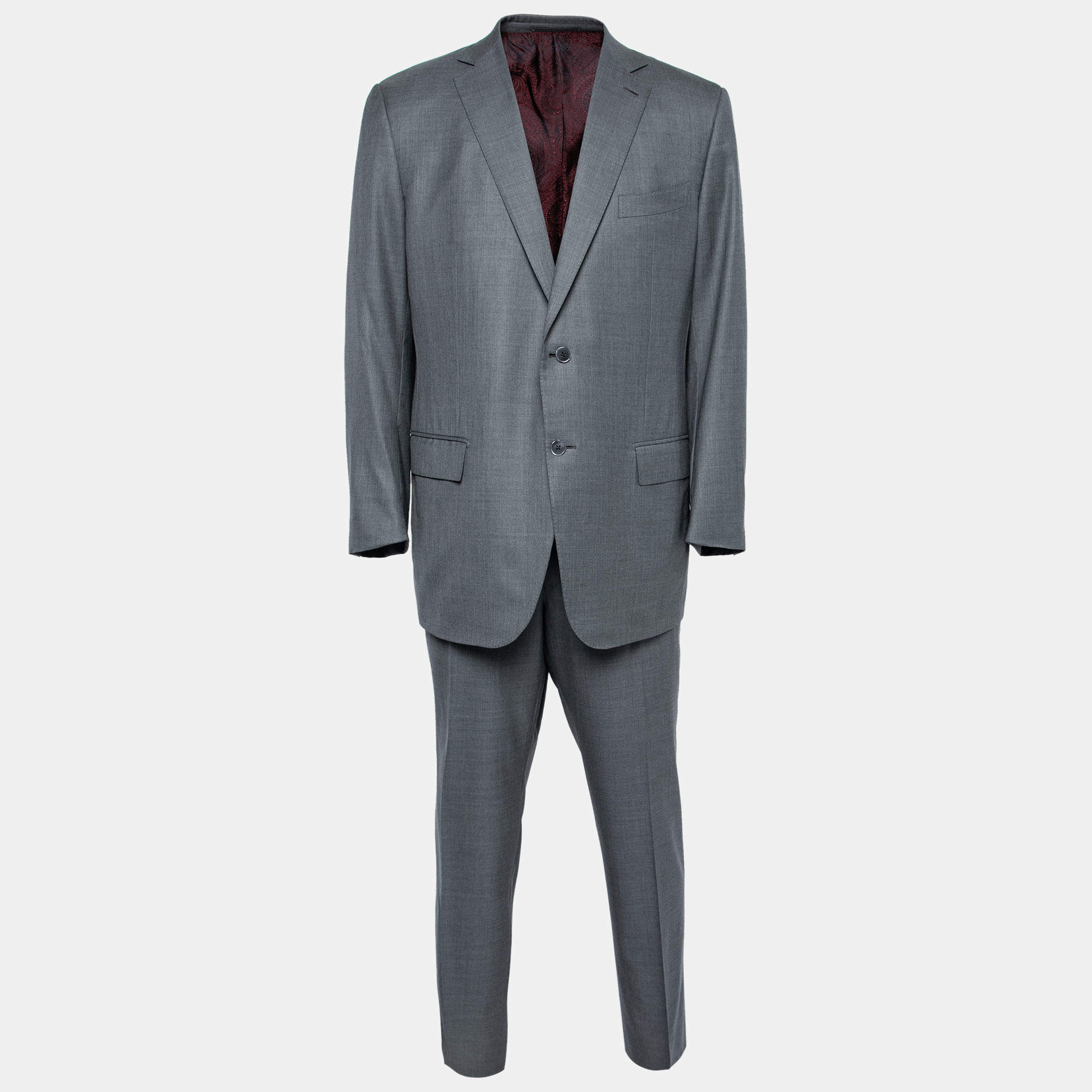 Pre Owned Ermenegildo Zegna Grey Wool Single Breasted Suit XXL