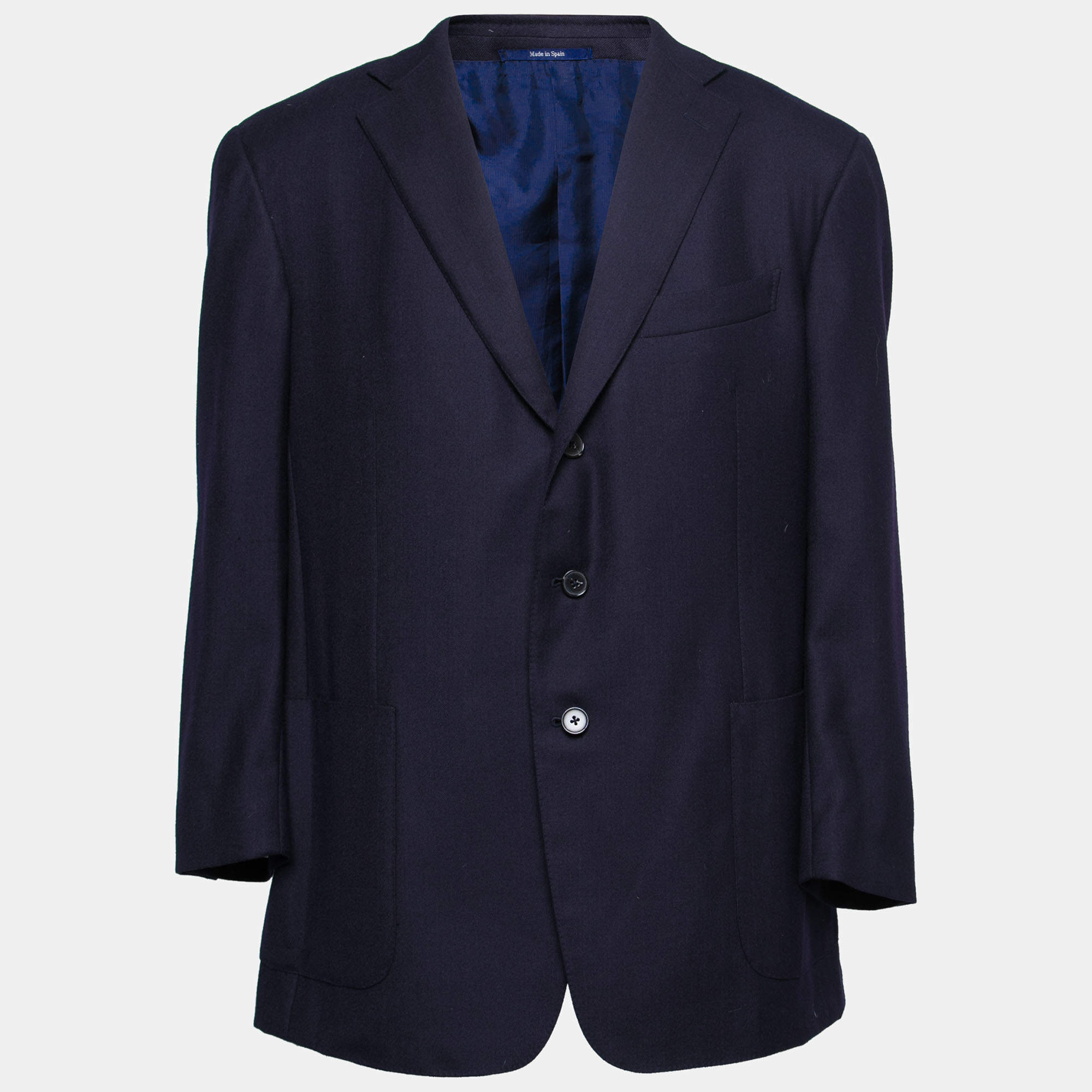 Pre Owned بليزر ايرمنيجيلدو زينيا صوف أزرق داكن بصف أزرار واحد مقاس 3 إكس أل