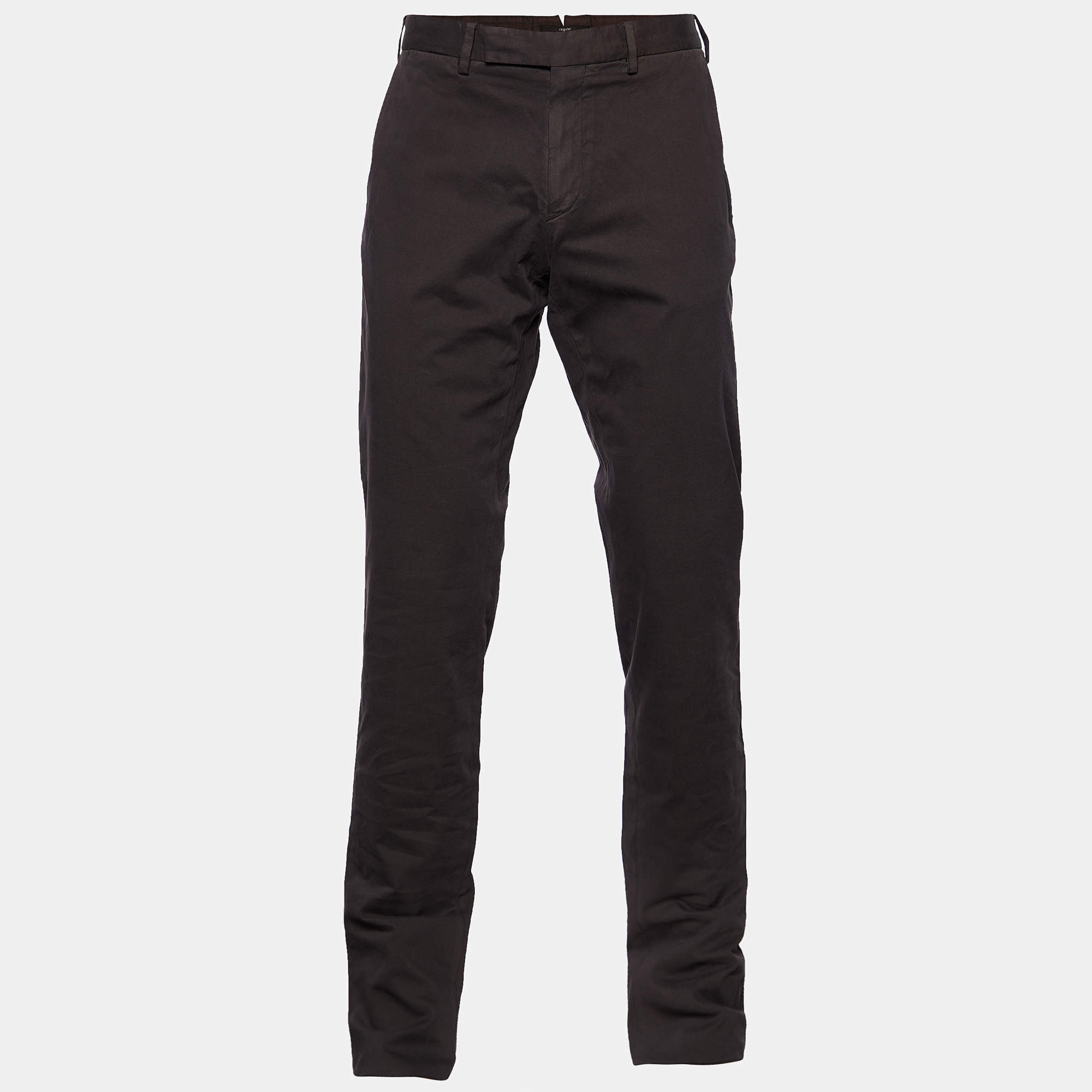 مملوكة مسبقًا بنطلون ايرمنيجيلدو زينيا قطن مخلوط بني قصة إعتيادية مقاس كبير