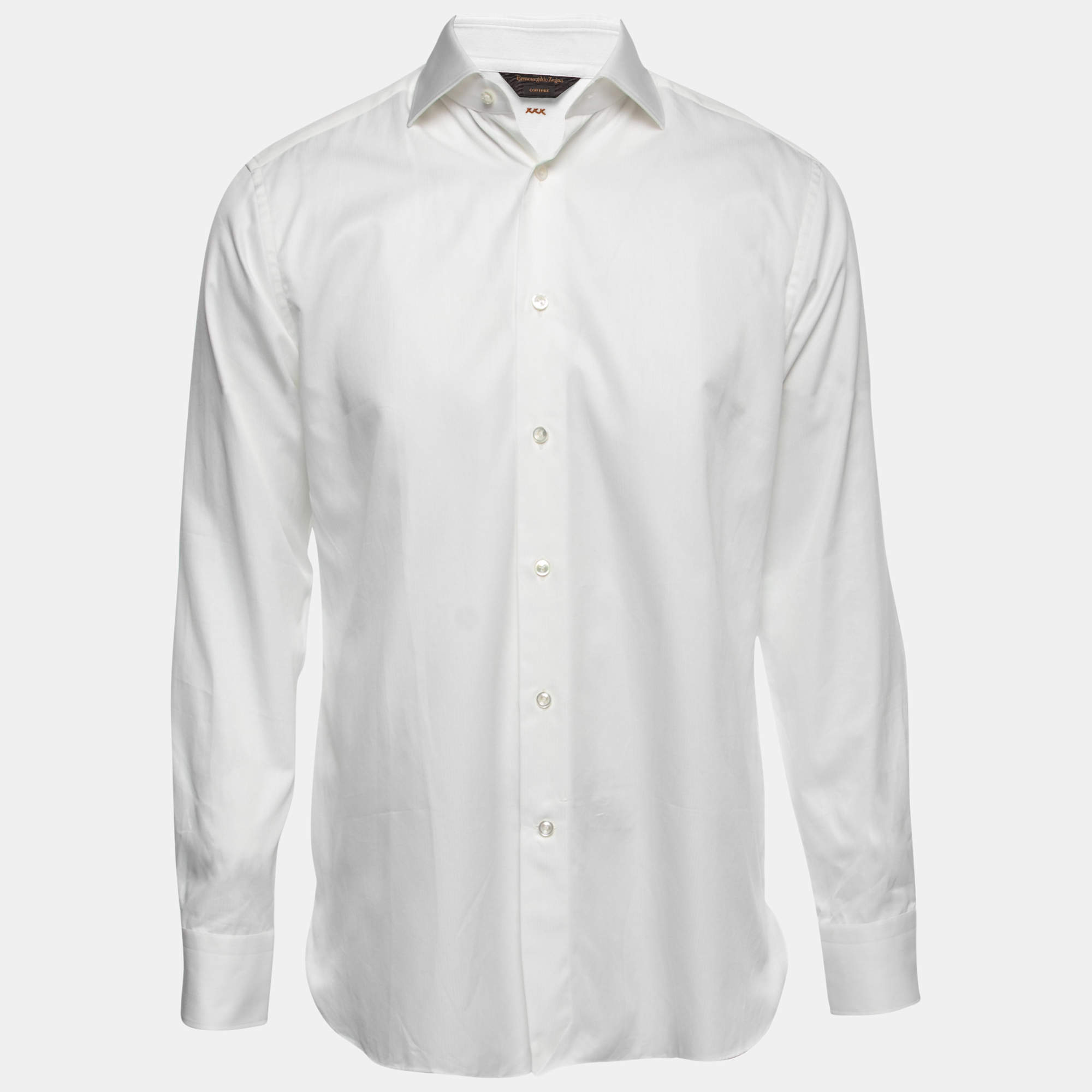 مملوكة مسبقًا Ermenegildo Zegna Couture White Cotton Button-Front Shirt M/L    