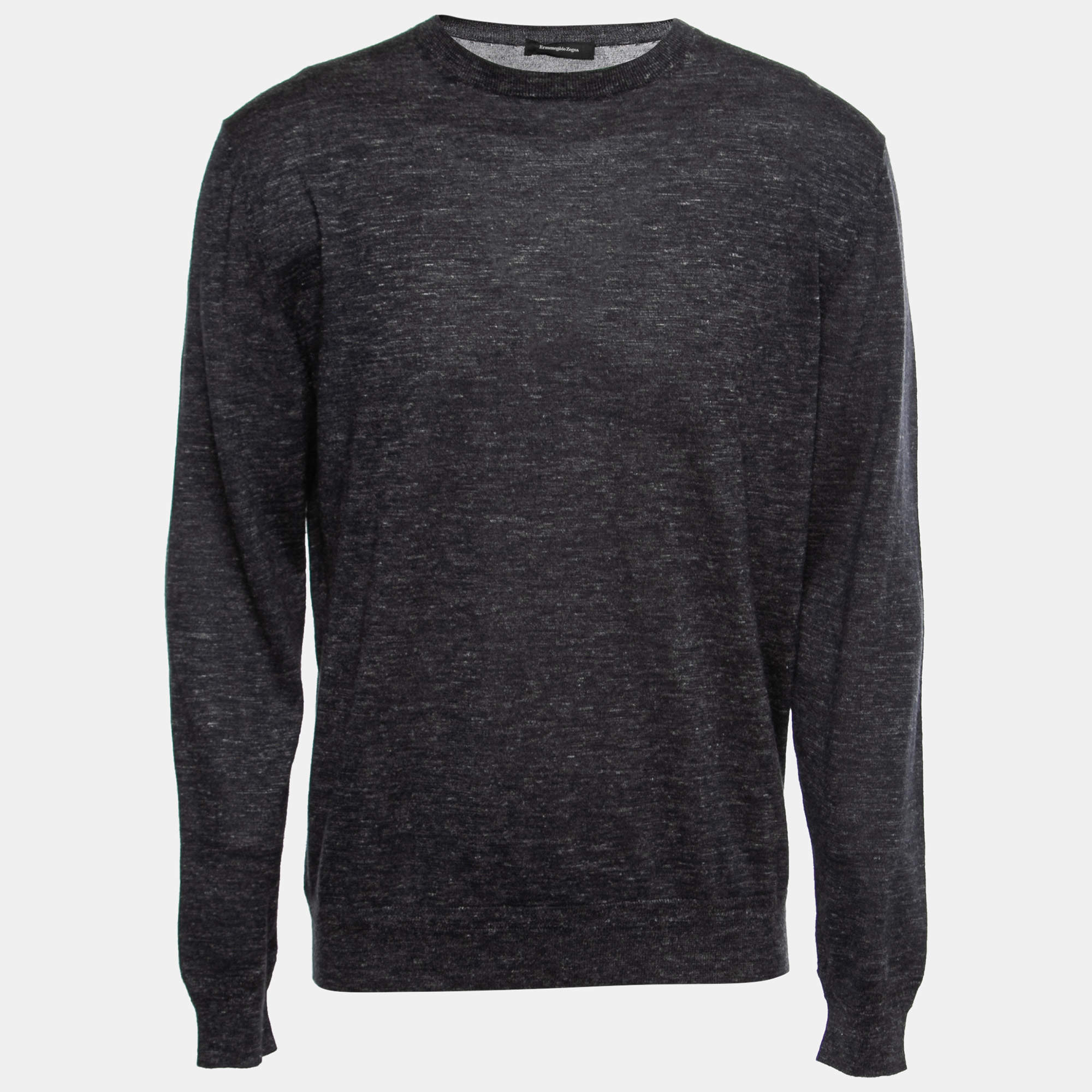 Pre Owned Ermenegildo Zegna Couture Dark Grey Cashmere Crewneck Sweater 3XL