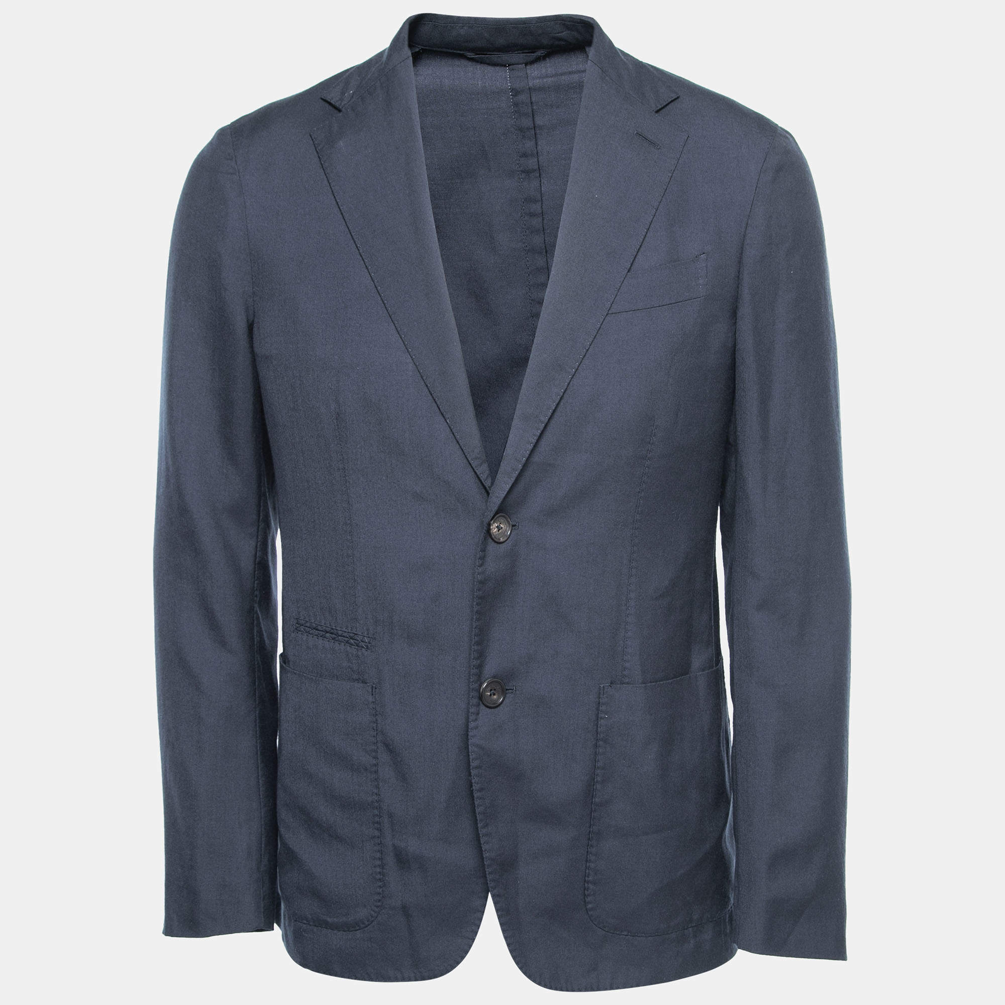 Pre Owned Ermenegildo Zegna Navy Blue Cashmere Single Breasted Blazer M