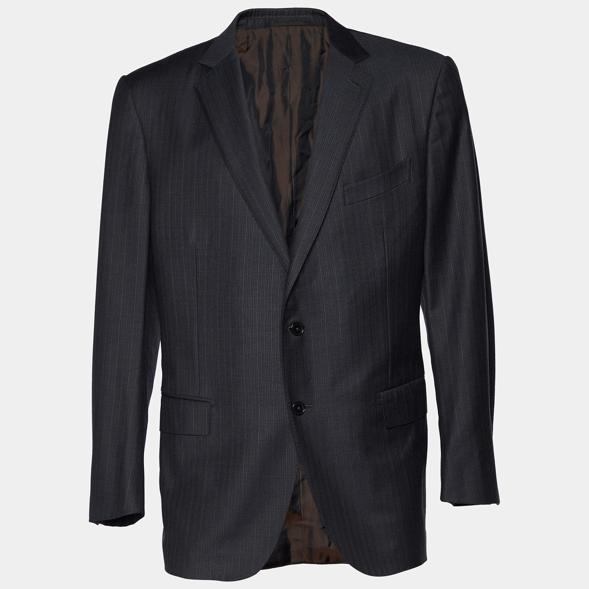 Ermenegildo Zegna Black Striped Wool Trofeo Blazer 3XL