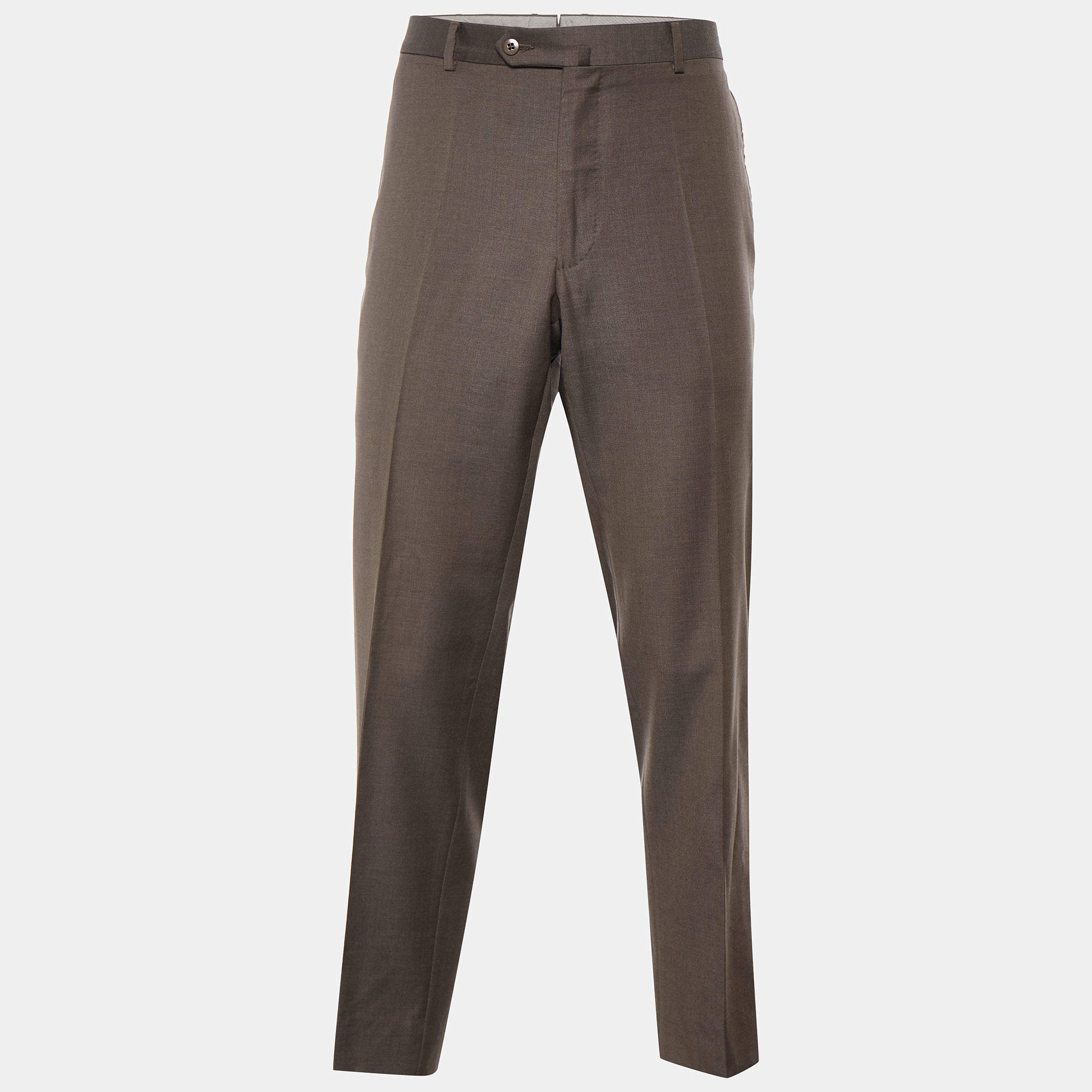 Pre Owned Ermenegildo Zegna Brown Wool Regular Fit Trousers 3XL