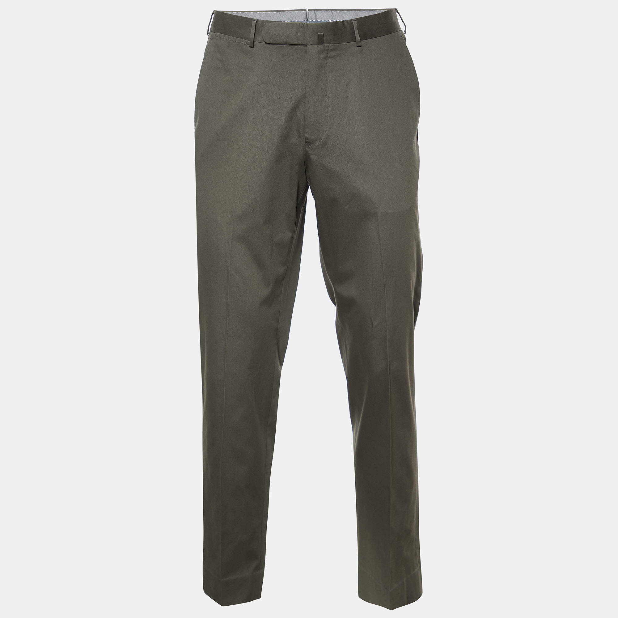 Ermengildo Zegna Green Cotton Regular Fit Trousers L