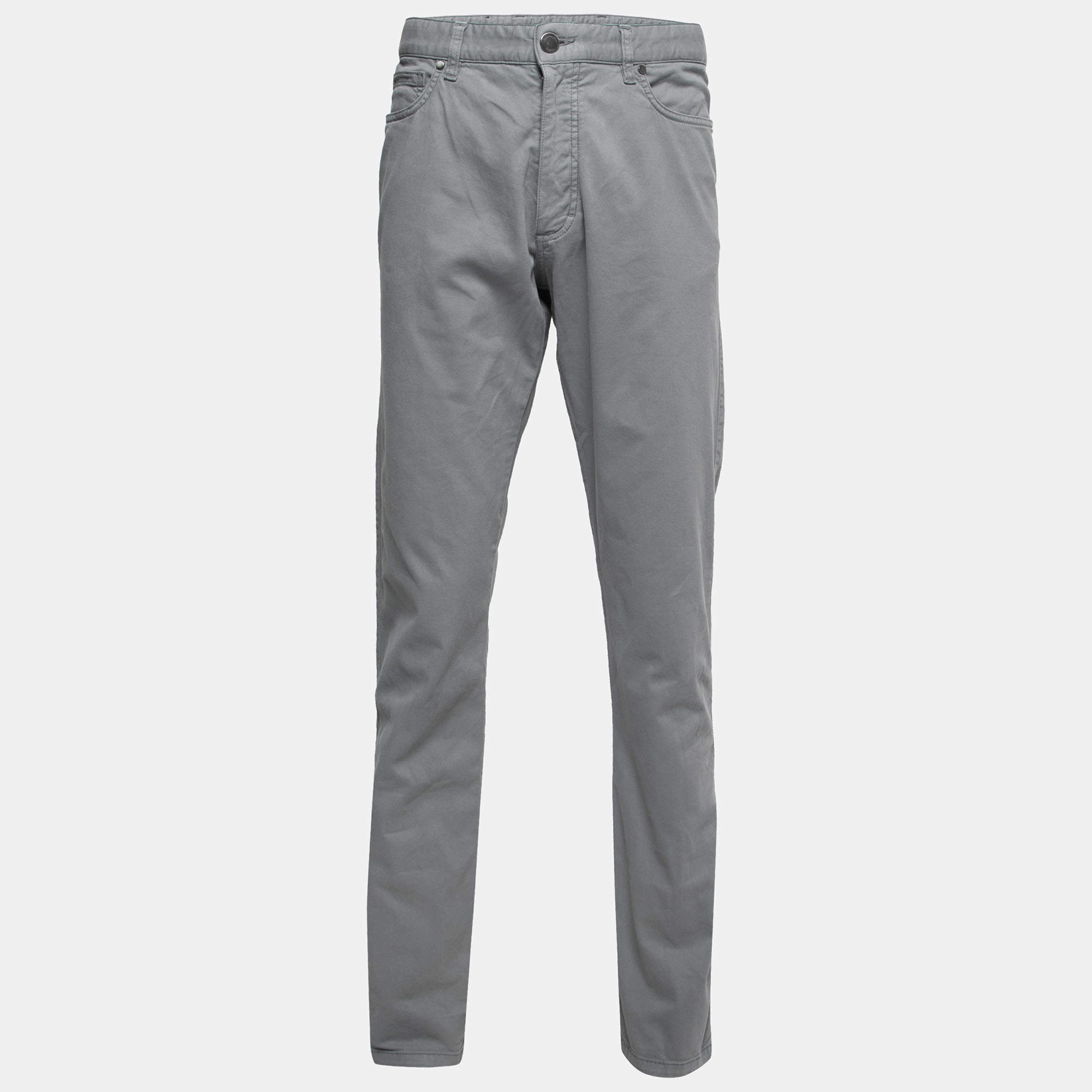 Pre Owned Ermenegildo Zegna Grey Denim Jeans XL Waist 36"