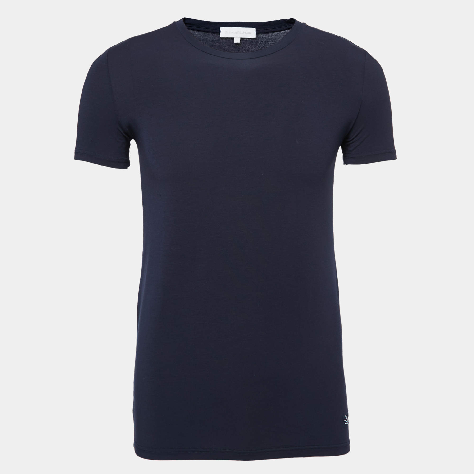 Pre Owned Ermenegildo Zegna Navy Blue Modal Round Neck T-Shirt L