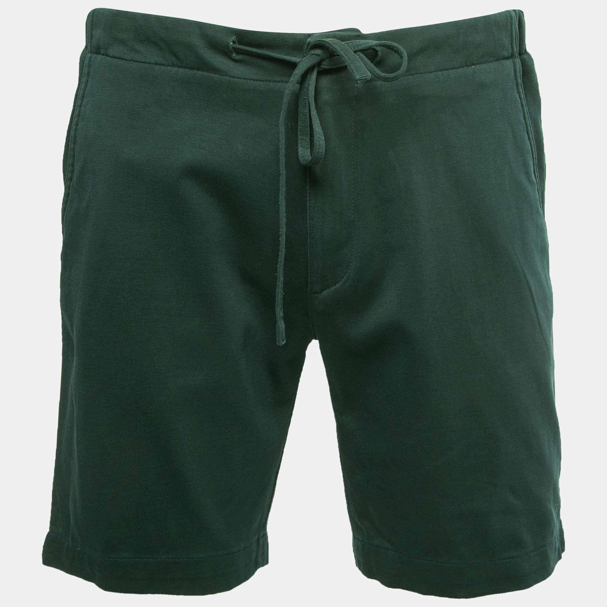 Pre Owned Loro Piana Green Cotton Knit Bermuda Shorts L