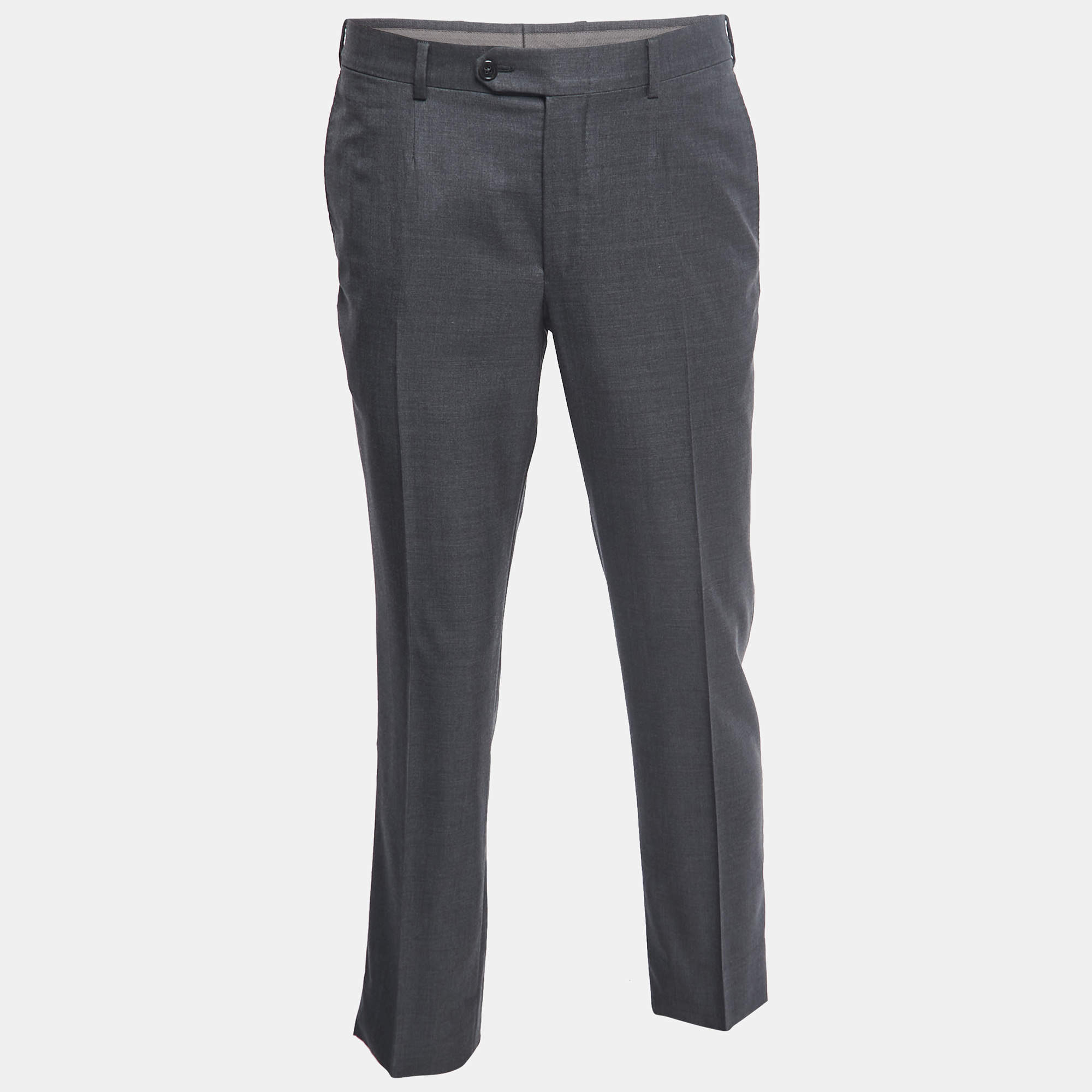 Pre Owned Ermenegildo Zegna Grey Wool Tailored Trousers M