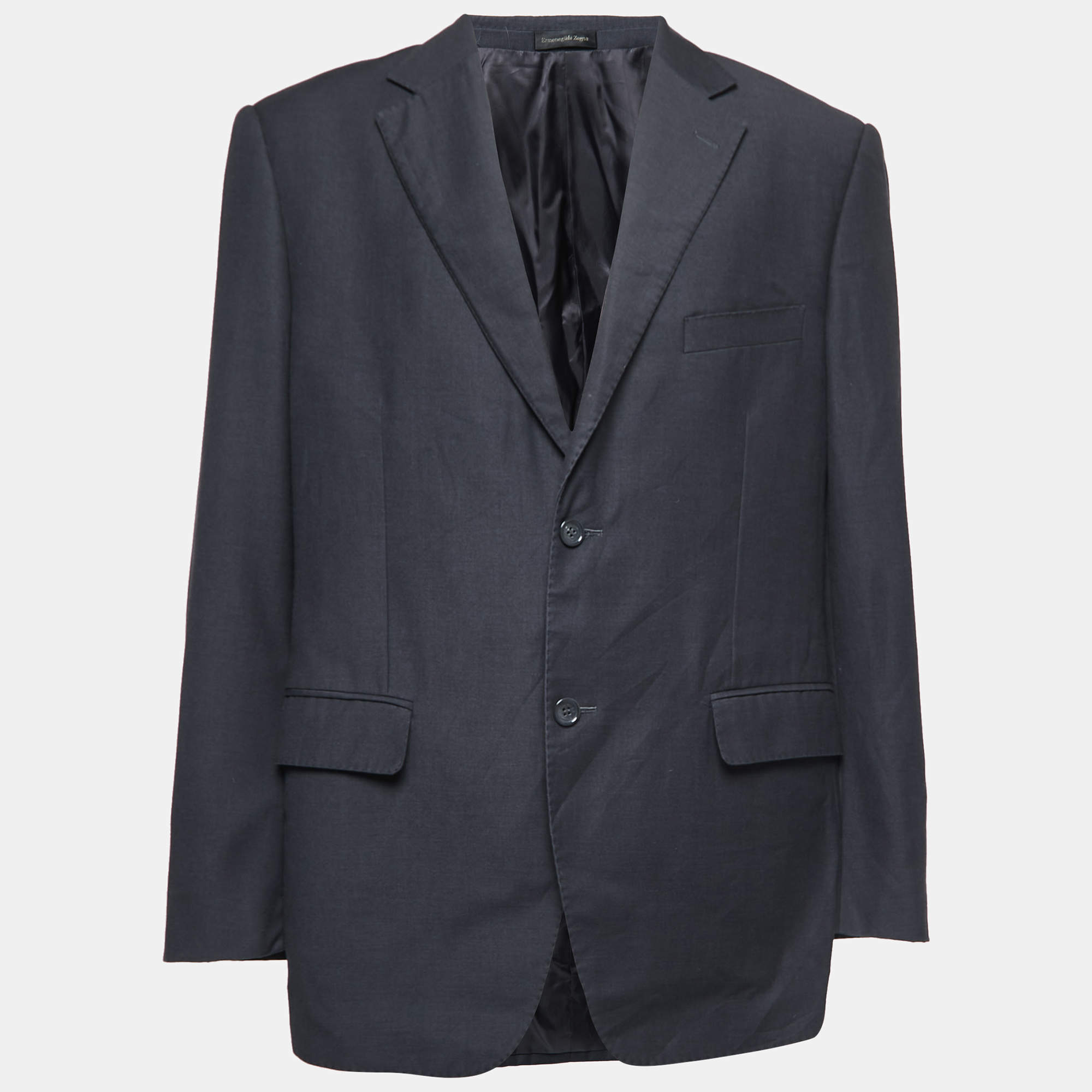 Pre Owned Ermenegildo Zegna Antique Grey Wool Single Breasted Blazer 3XL