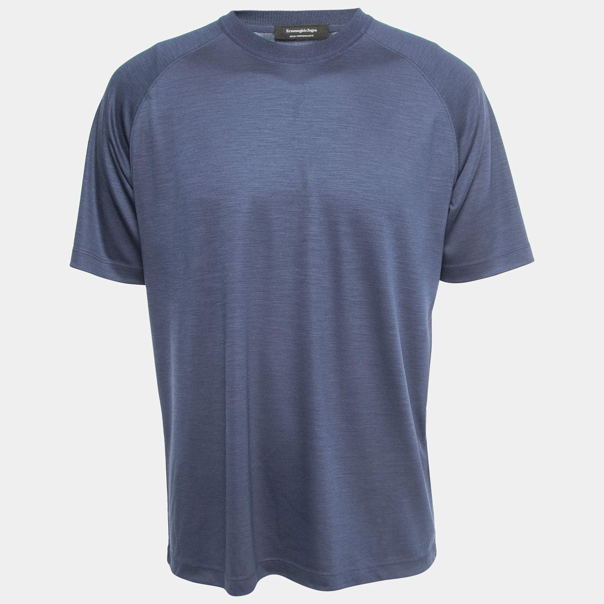 Ermenegildo Zegna Navy Blue Wool High Performance Crew Neck T-Shirt L
