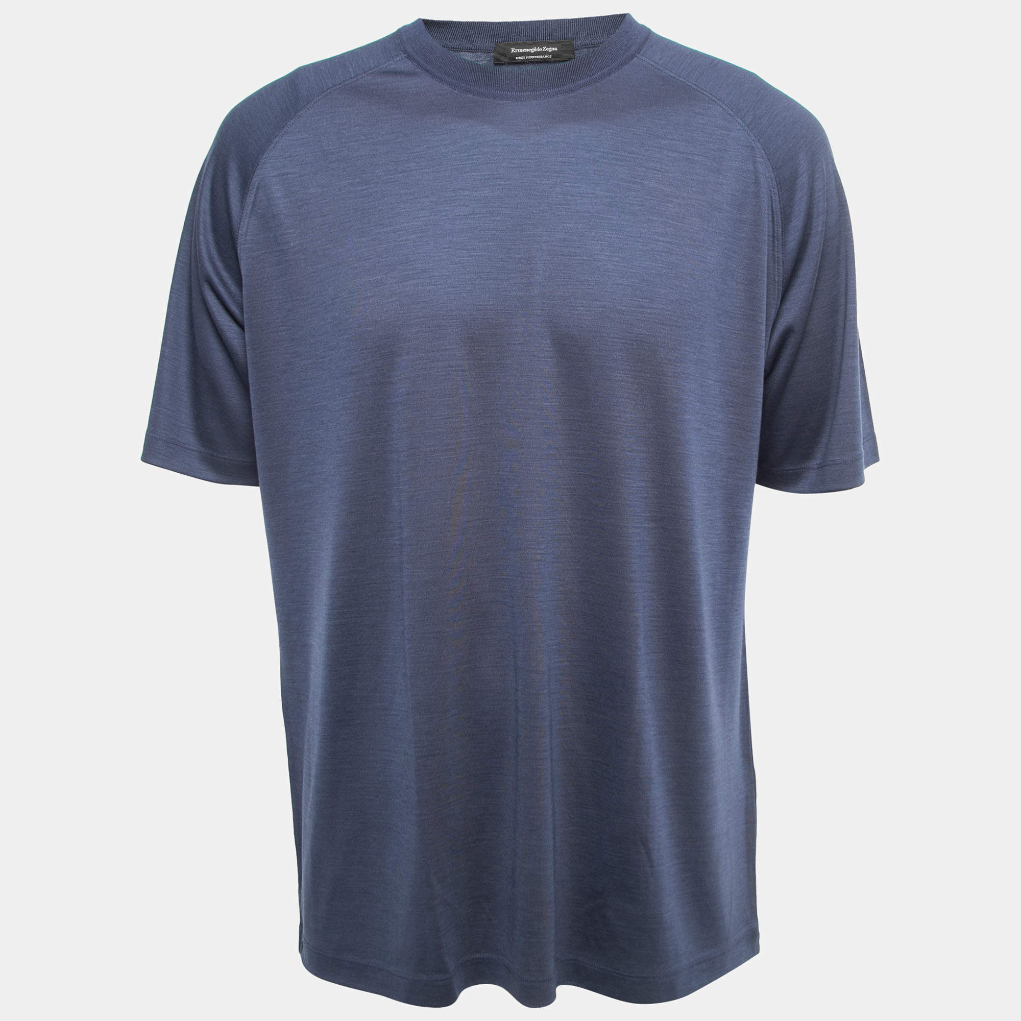 Pre Owned Ermenegildo Zegna Navy Blue Wool High Performance Crew Neck T-Shirt XL