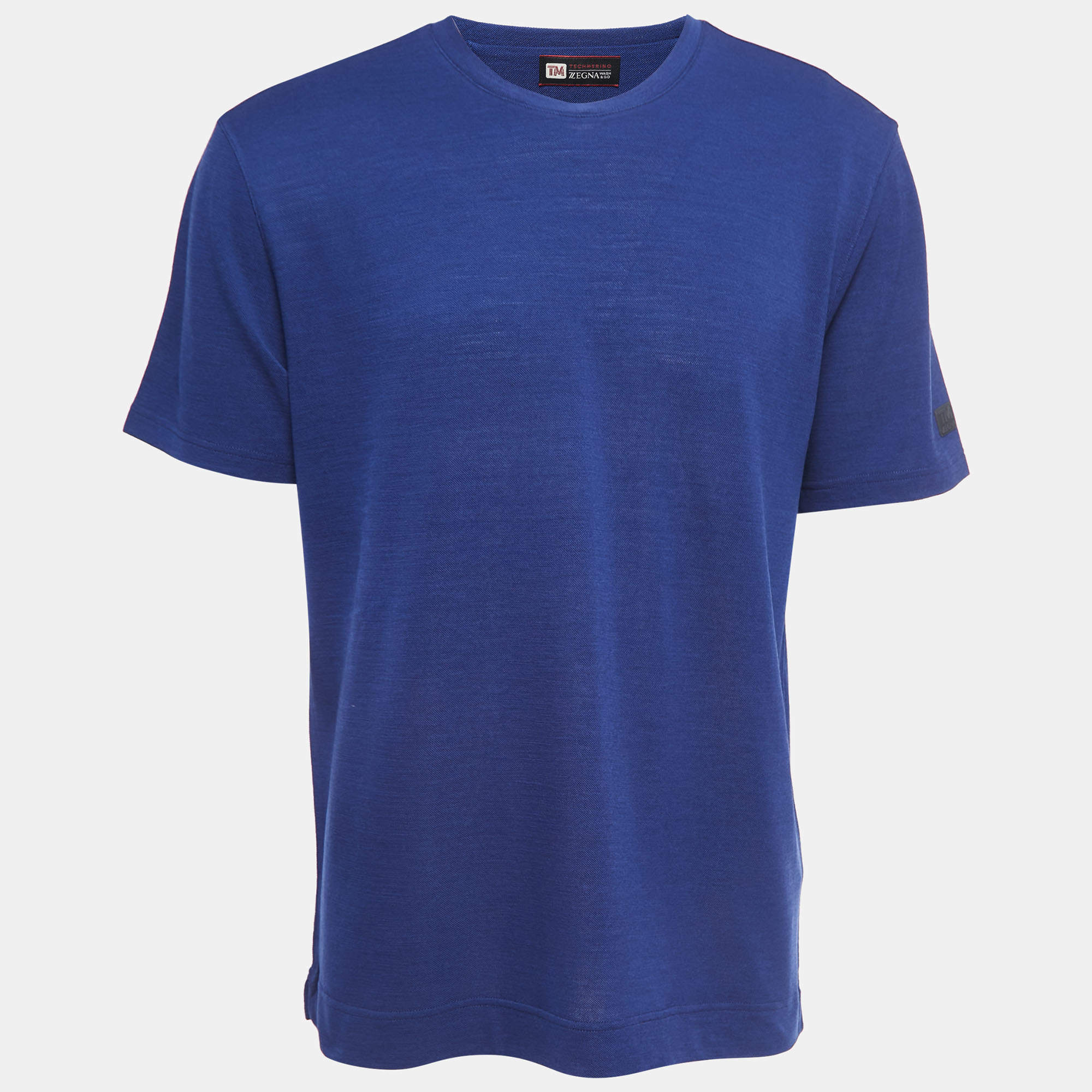 Ermenegildo Zegna Blue Wool Crew Neck Half Sleeve T-Shirt XL