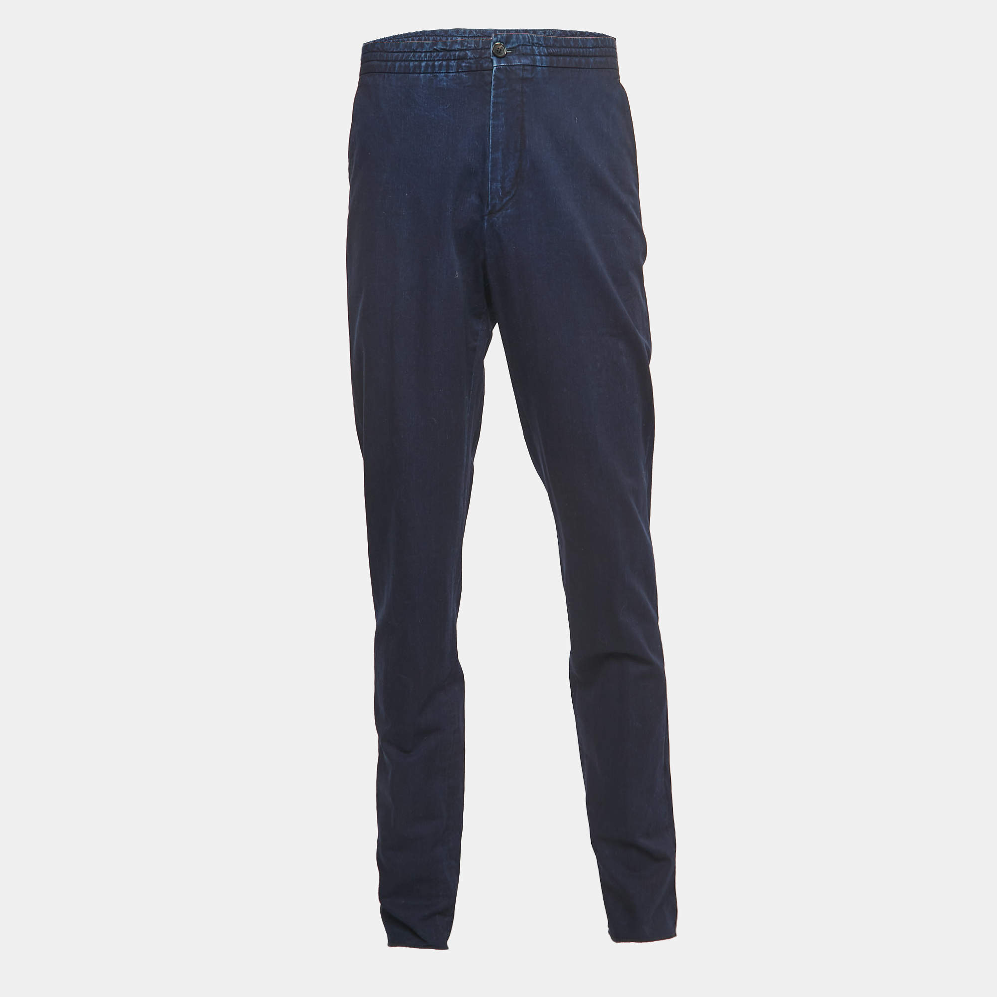 مملوكة مسبقًا Ermenegildo Zegna Dark Blue Denim Regular Fit Drawstring Jeans M Waist 32"