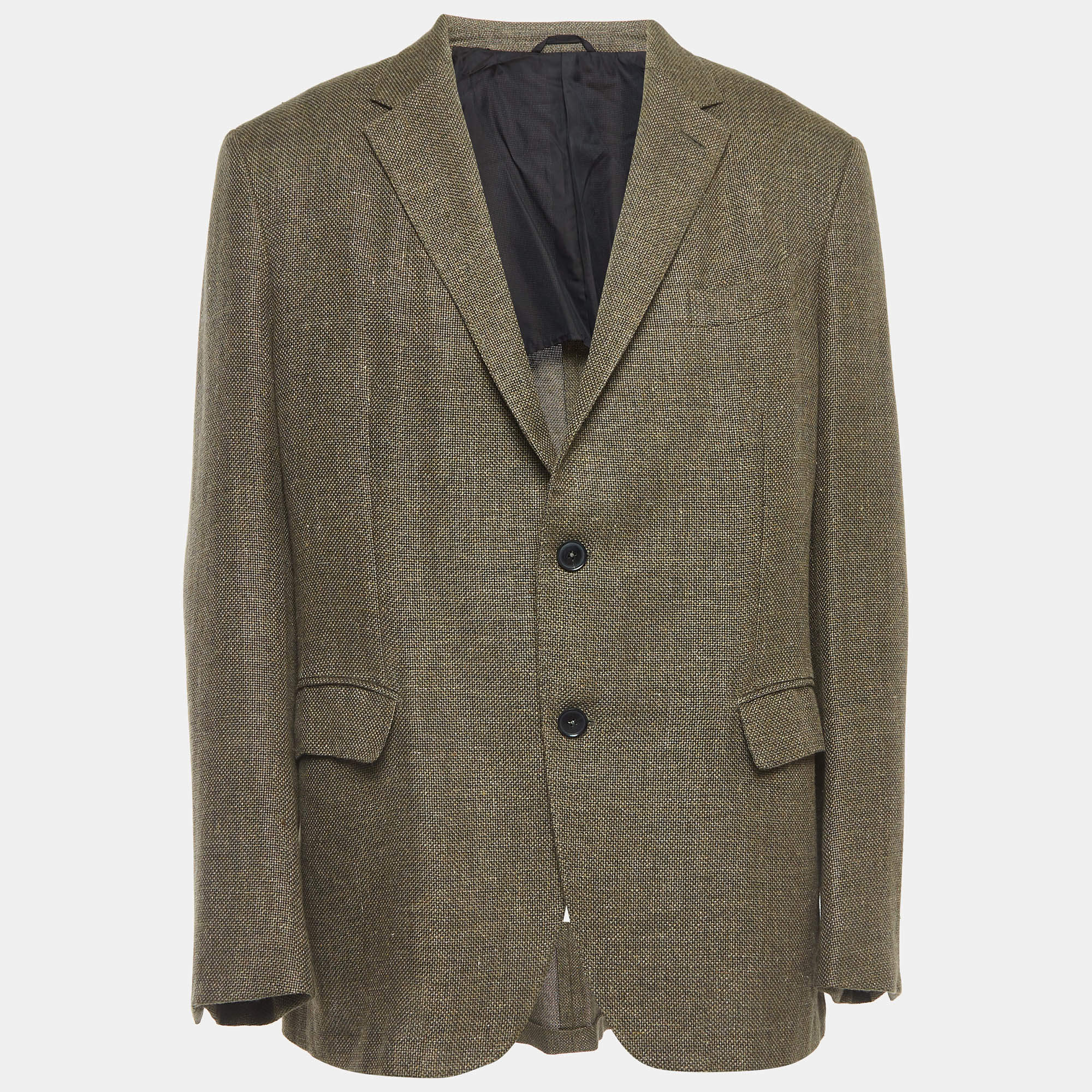 Pre Owned Ermenegildo Zegna Brown Wool Blend Singe Breasted Blazer XXXL