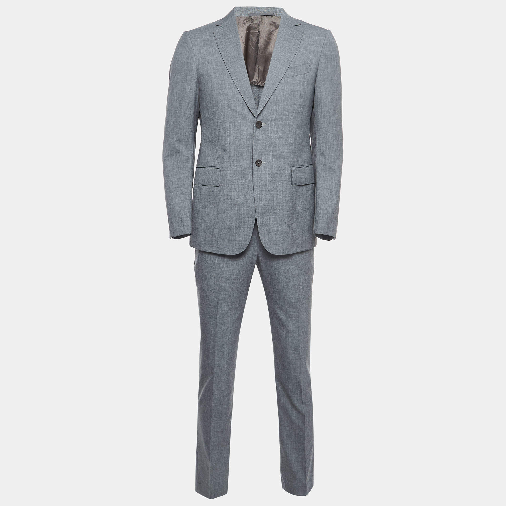 مملوكة مس بقًا Ermenegildo Zegna Grey Wool Single Breasted Suit M