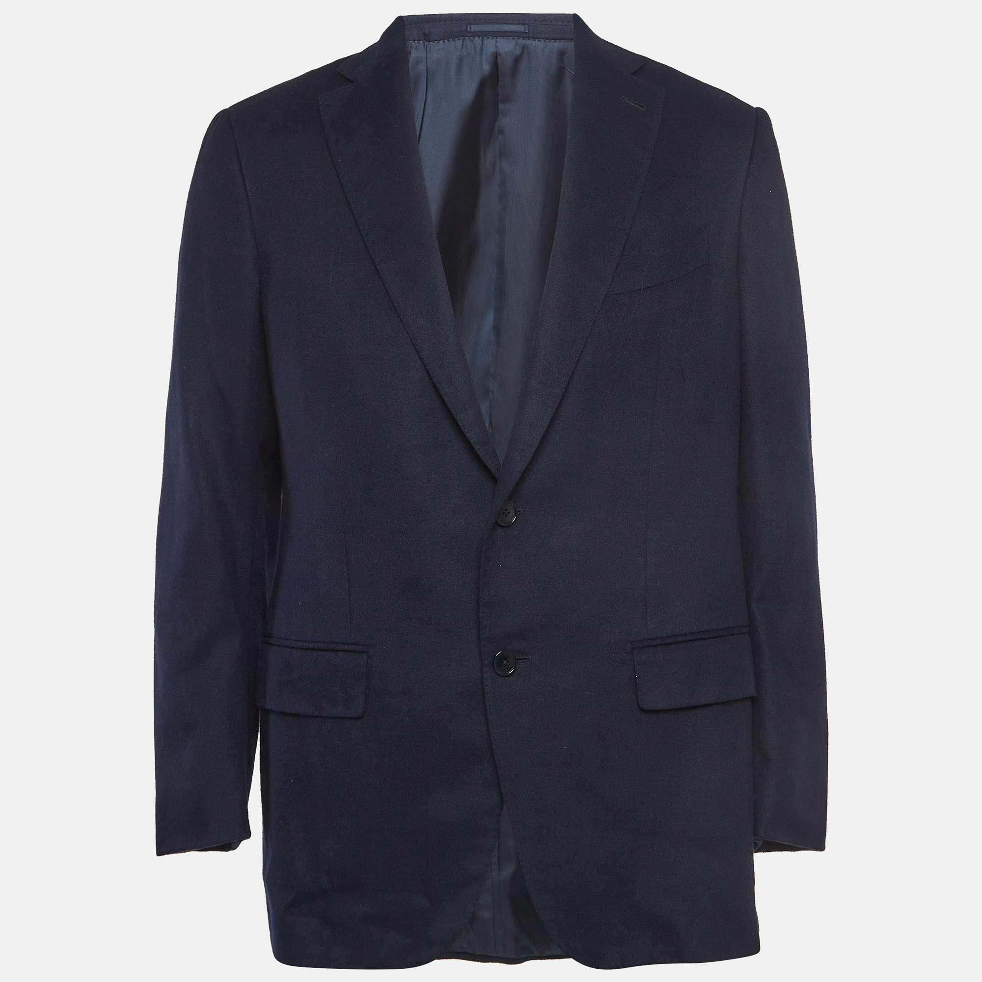 Pre Owned Ermenegildo Zegna Navy Blue Silk Single Breasted Blazer L
