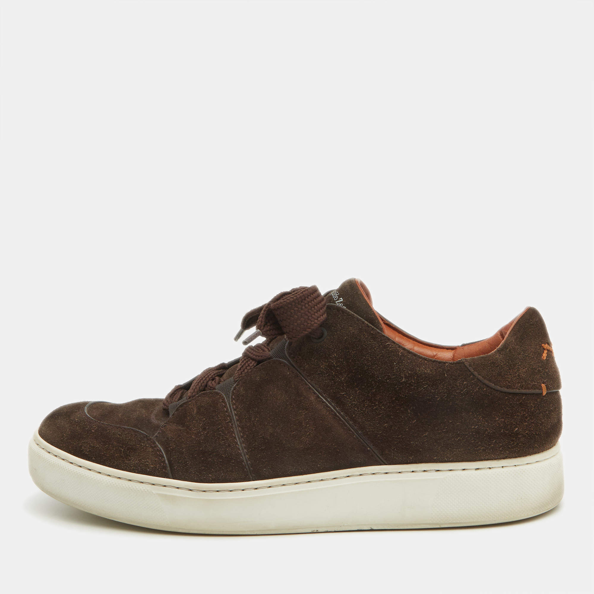 Ermenegildo Zegna Brown Suede Trainer Sneakers Size 44