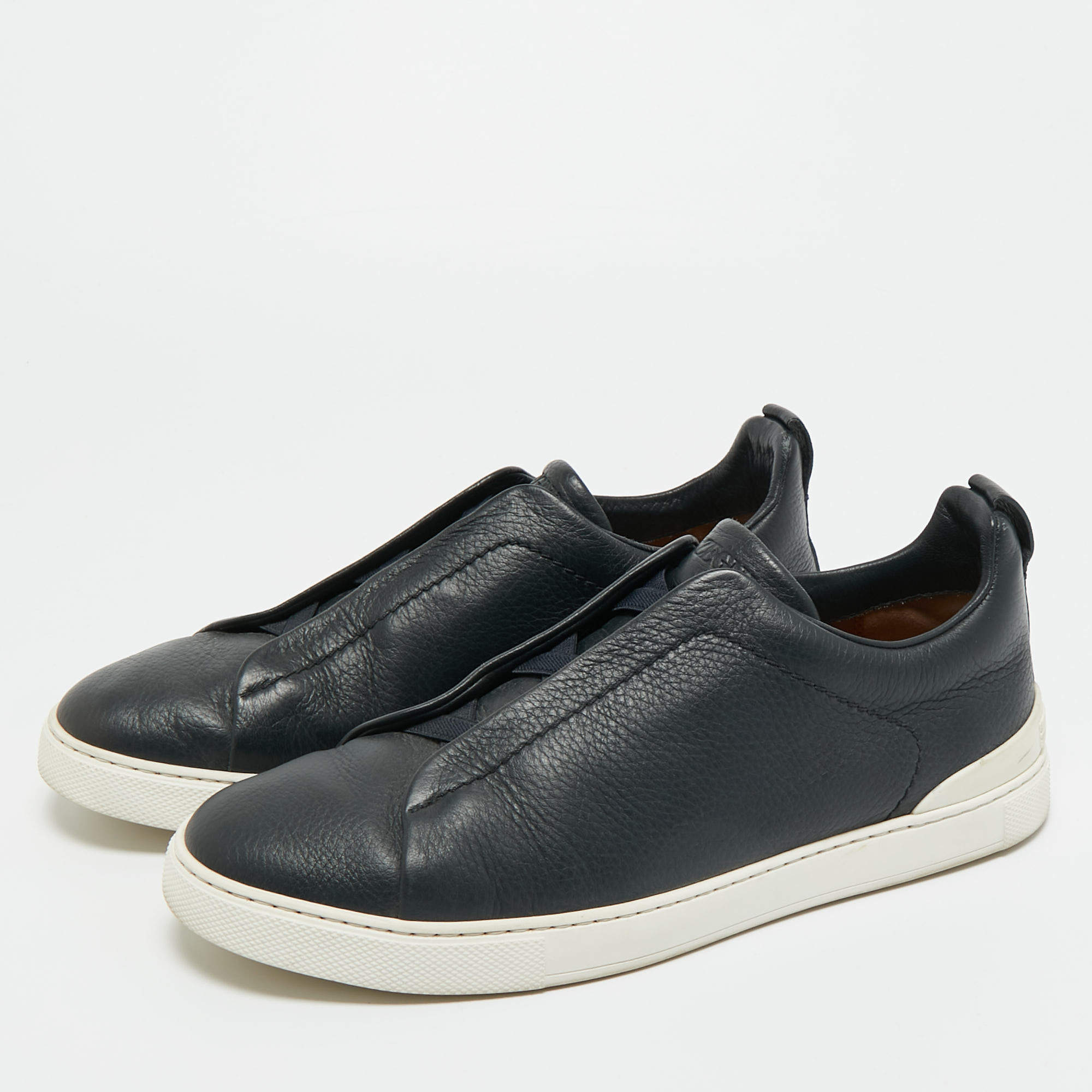 Ermenegildo Zegna Couture Black Woven Leather Pelletessuta
