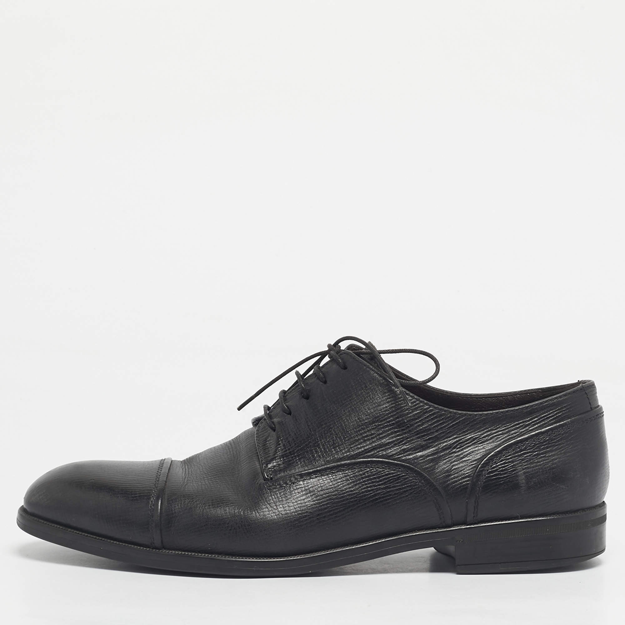 Pre Owned Ermenegildo Zegna Black Leather Lace Up Derby Size 44