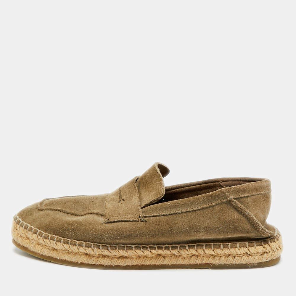 مملوكة مسبقًا Ermenegildo Zegna Valencia Size 41 Grey Suede Espadrille Flat