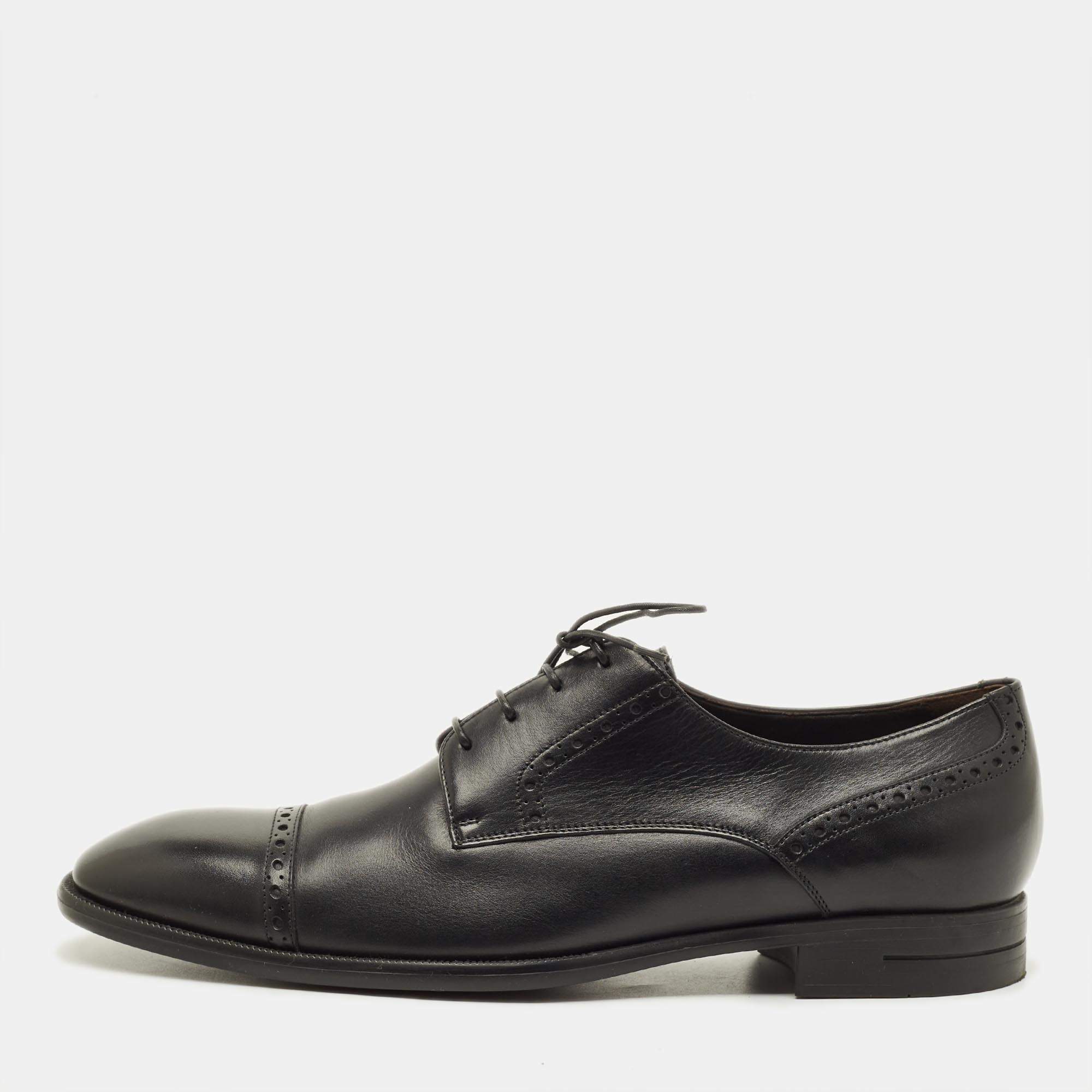 Pre Owned Ermenegildo Zegna Size 43 Black Leather Brogues