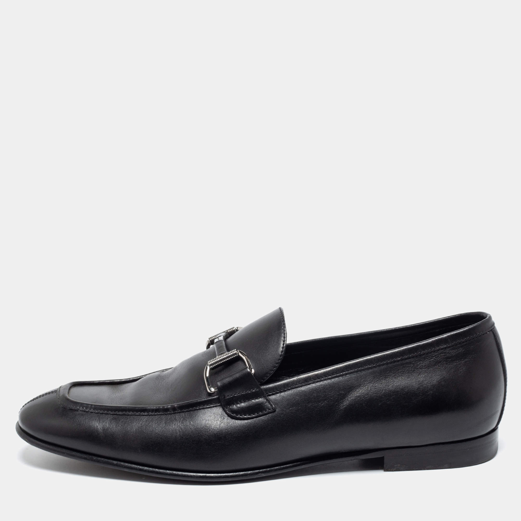 حذاء لوفرز ايرمنيجيلدو زينيا جلد أسود بإبزيم مقاس 41.5