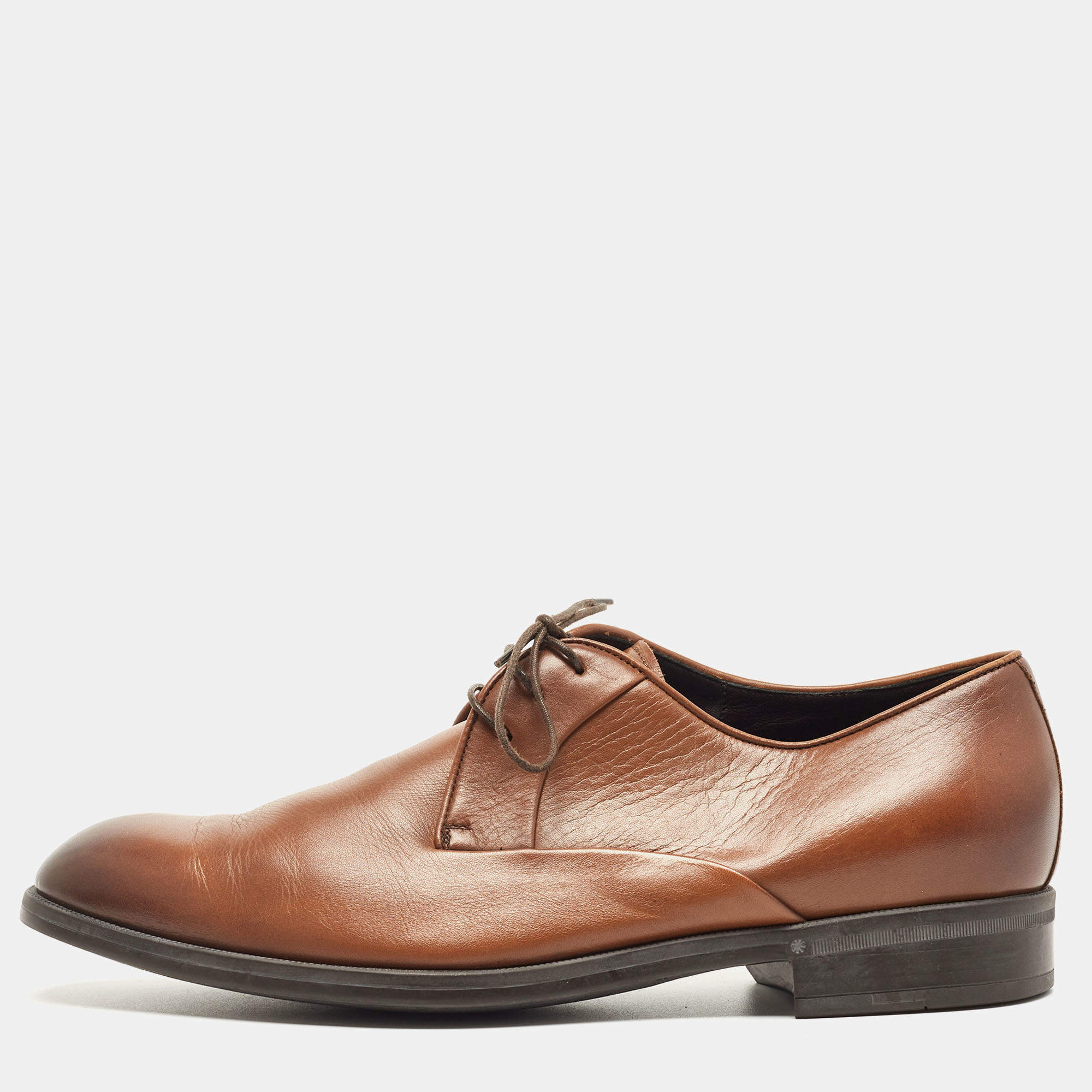 Pre Owned Ermenegildo Zegna Brown Leather Oxfords Size 41