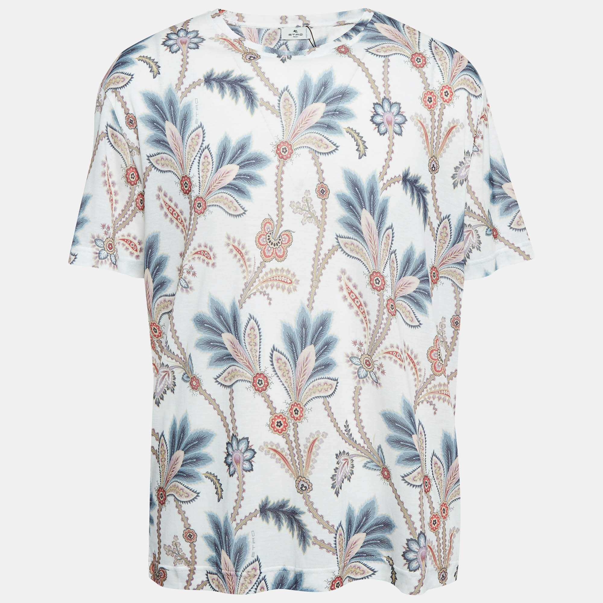 Pre Owned Etro White Paisley Print Jersey T-Shirt XXXL