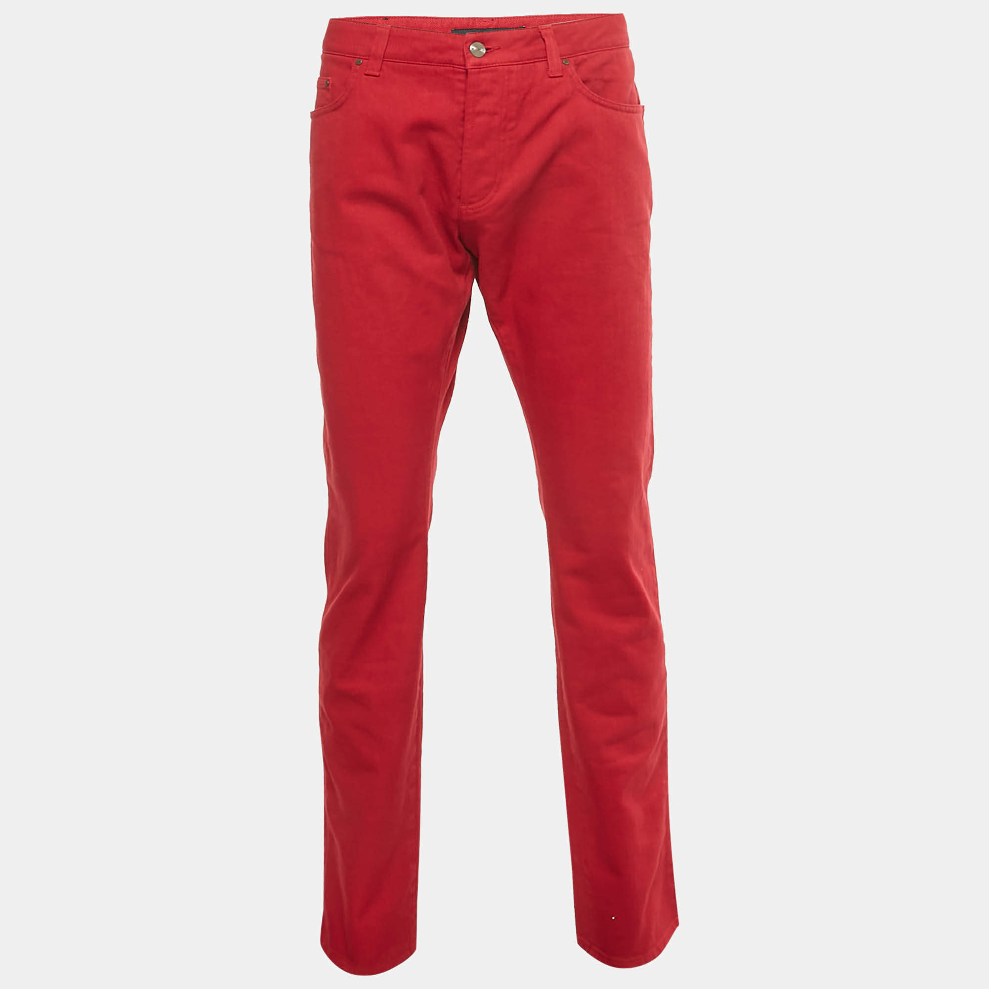 Pre Owned Etro Red Denim Regular Fit Jeans XXL Waist 38"