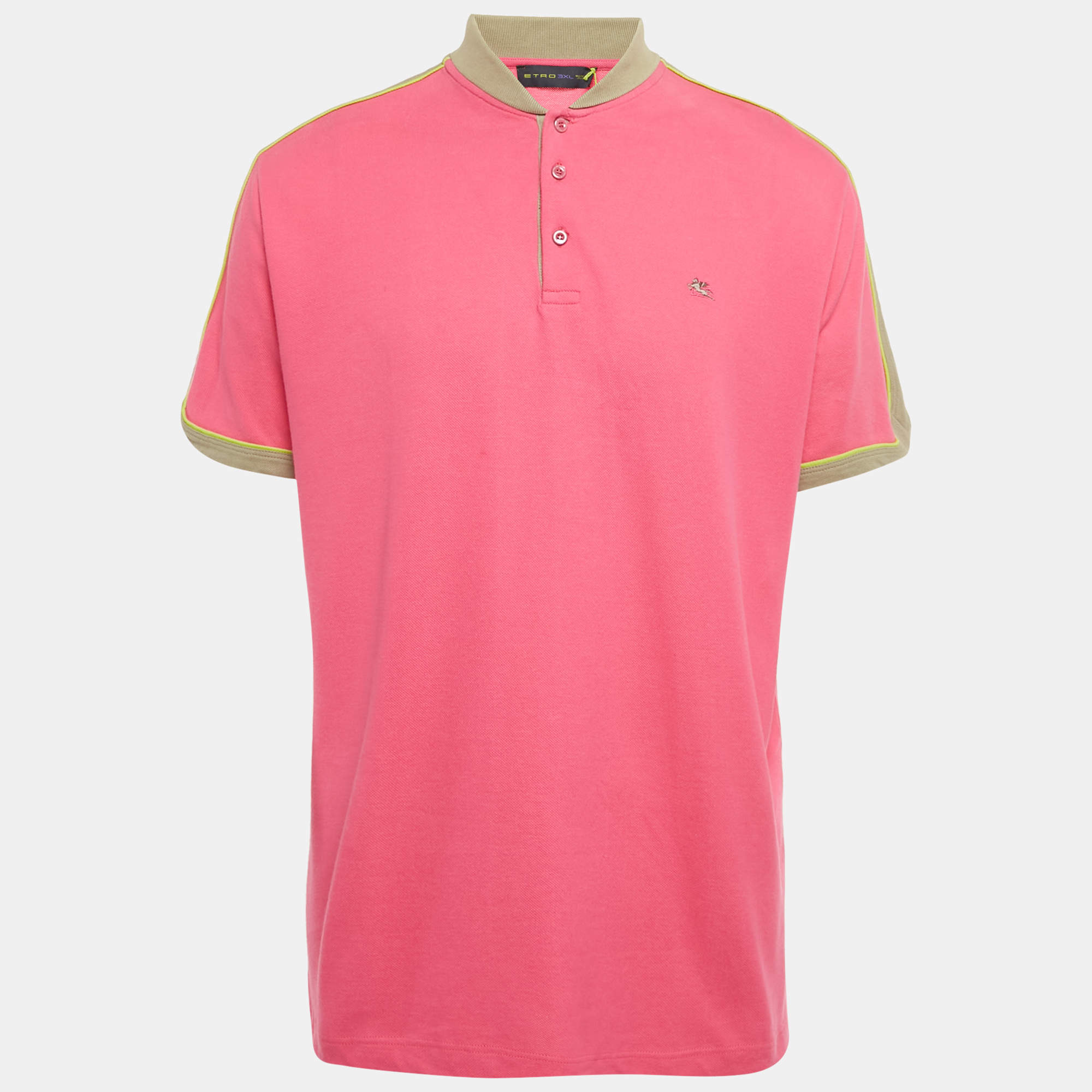 Pre Owned Etro Pink Cotton Pique Polo T-Shirt 3XL