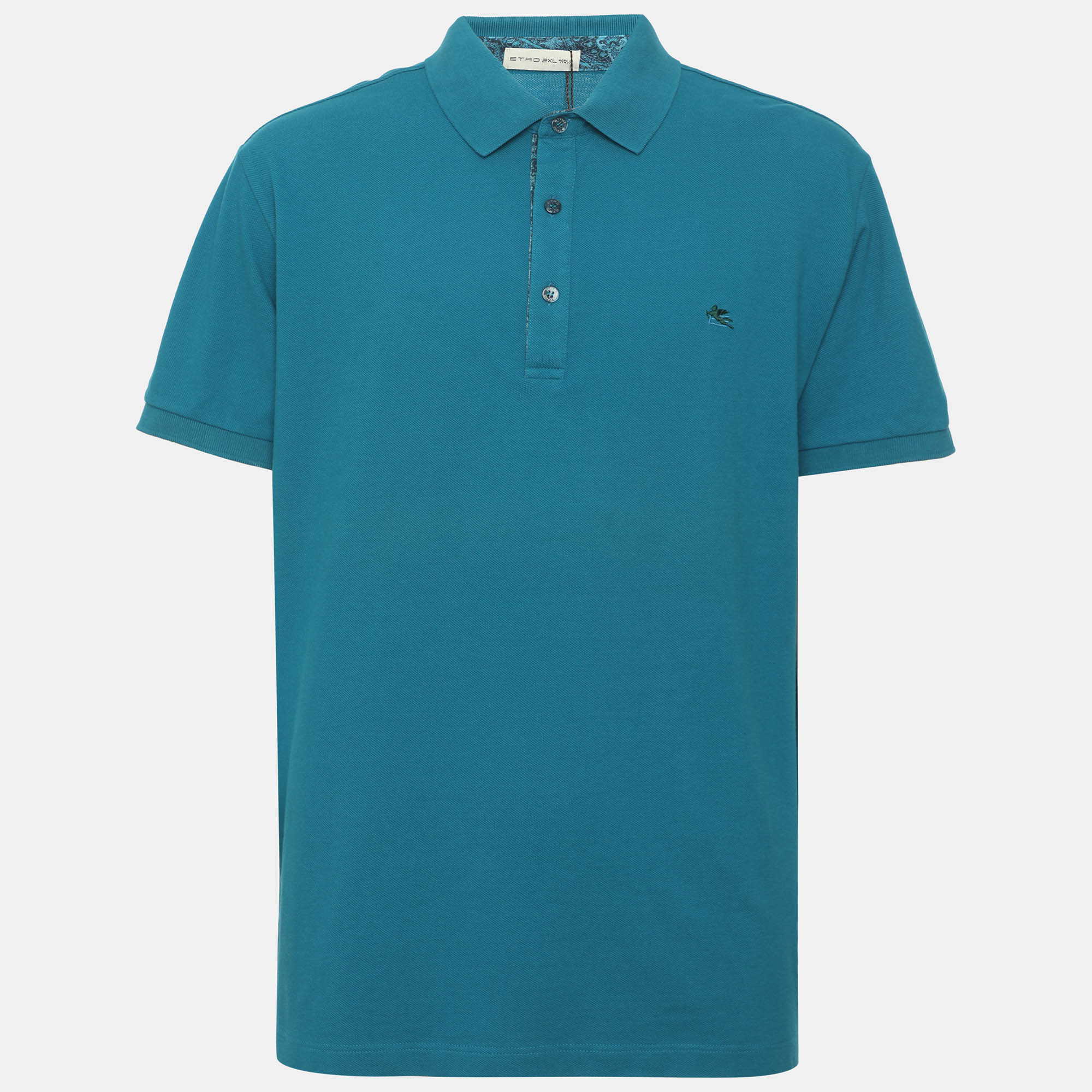 Pre Owned Etro Blue Cotton Pique Polo T-Shirt XXL