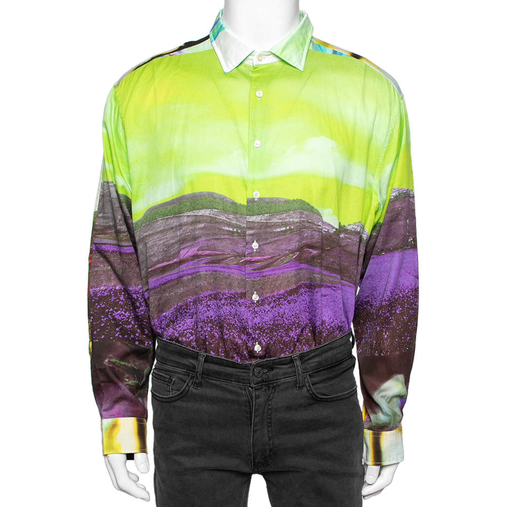 Pre Owned  قميص إيترو قطن مطبوع متعدد الألوان بأزرار أمامية  مقاس كبير جدًا جدًا جدًا - إكس إكس إكس لارج