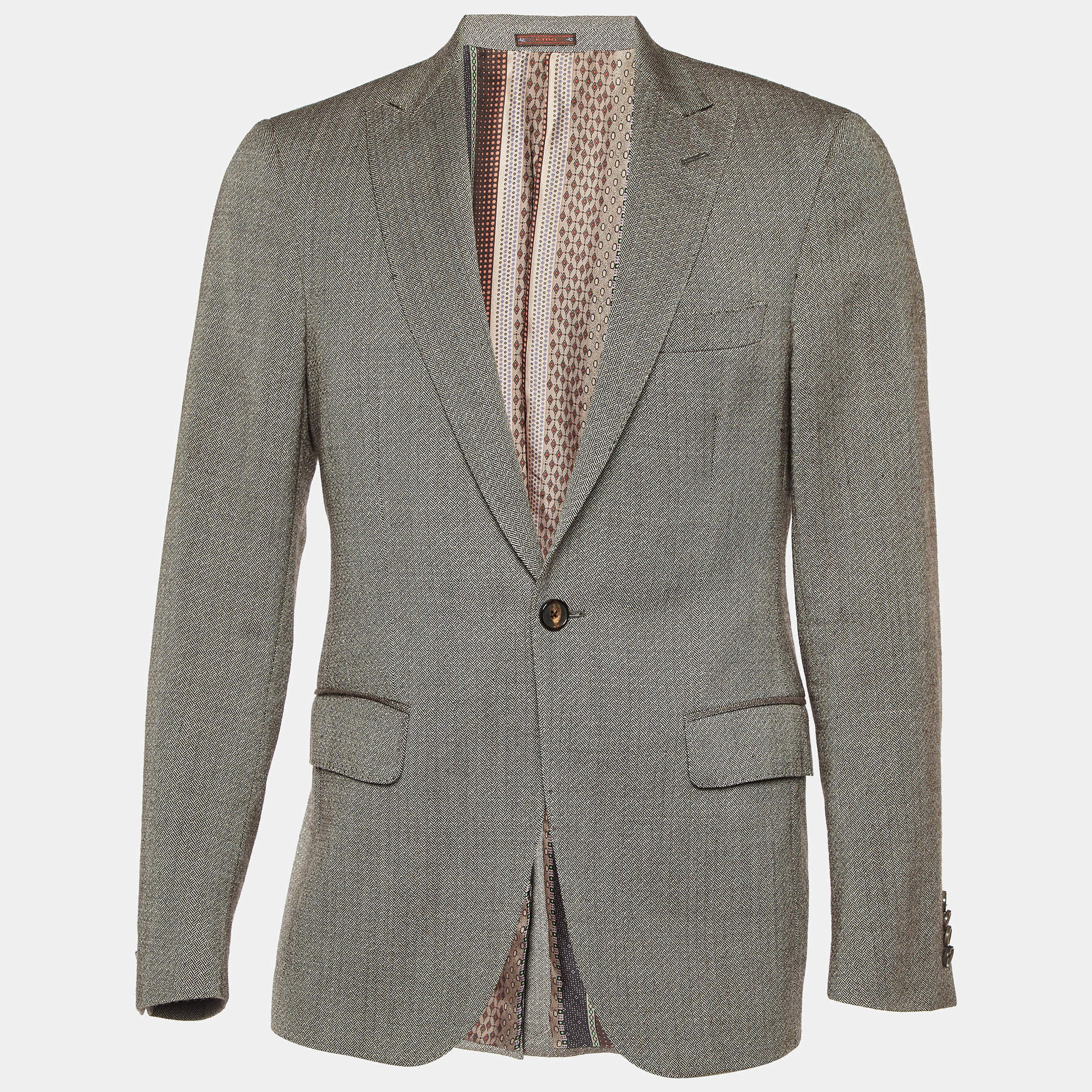 Pre Owned Etro Brown Wool Single Breasted Blazer M
