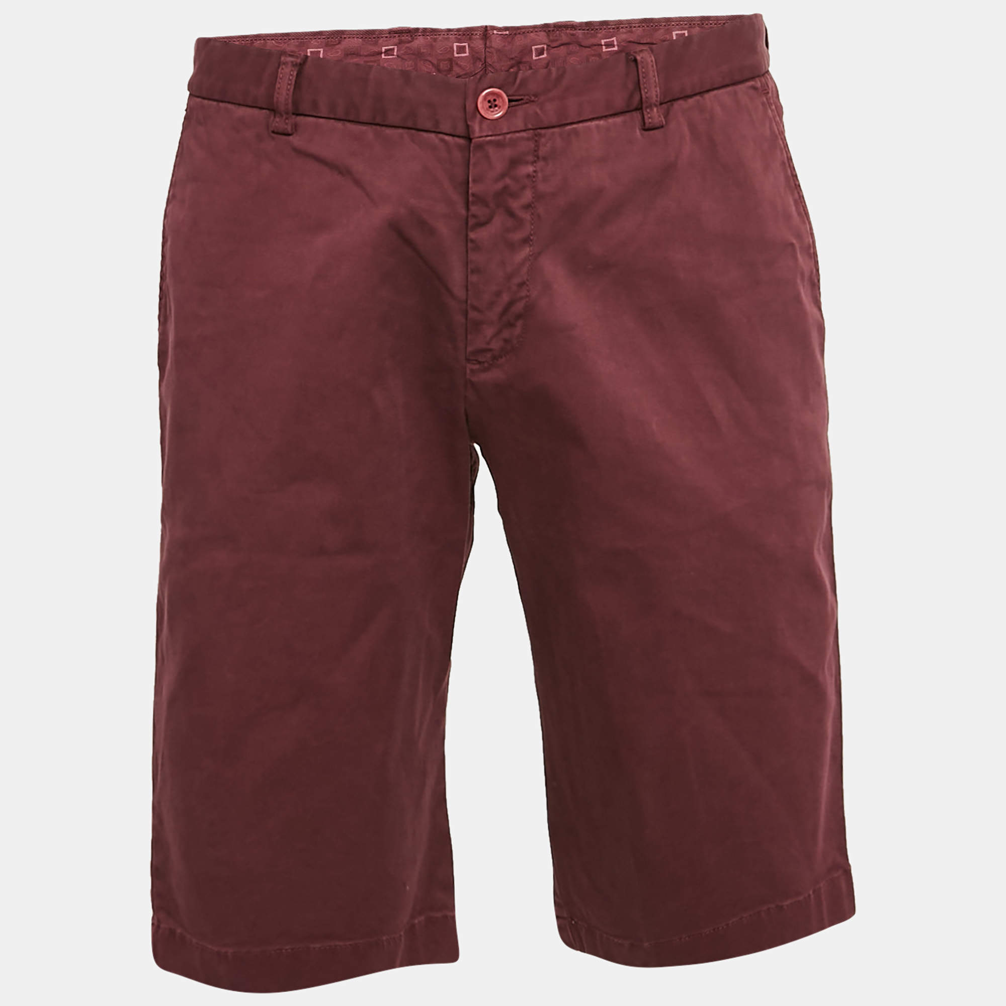 Pre Owned Etro Burgundy Cotton Shorts L