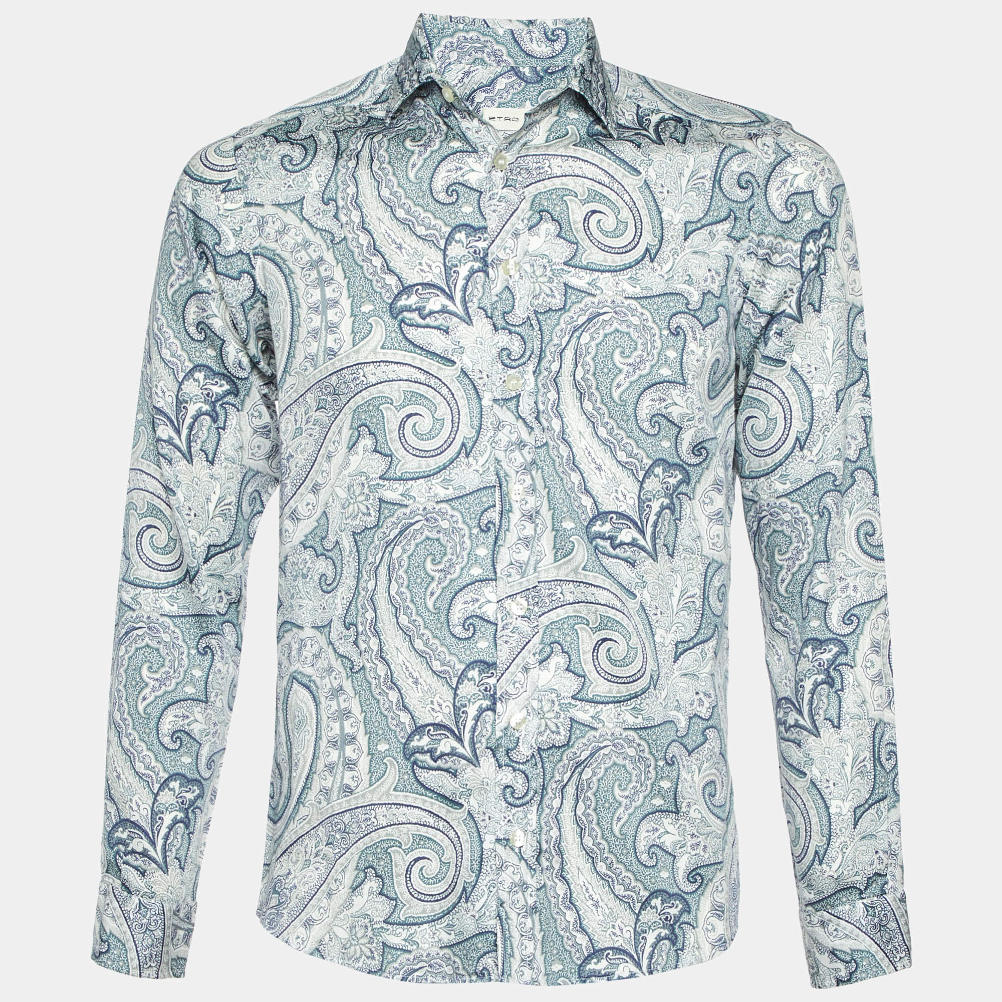 Etro White Paisley Print Cotton Full Sleeve Shirt S