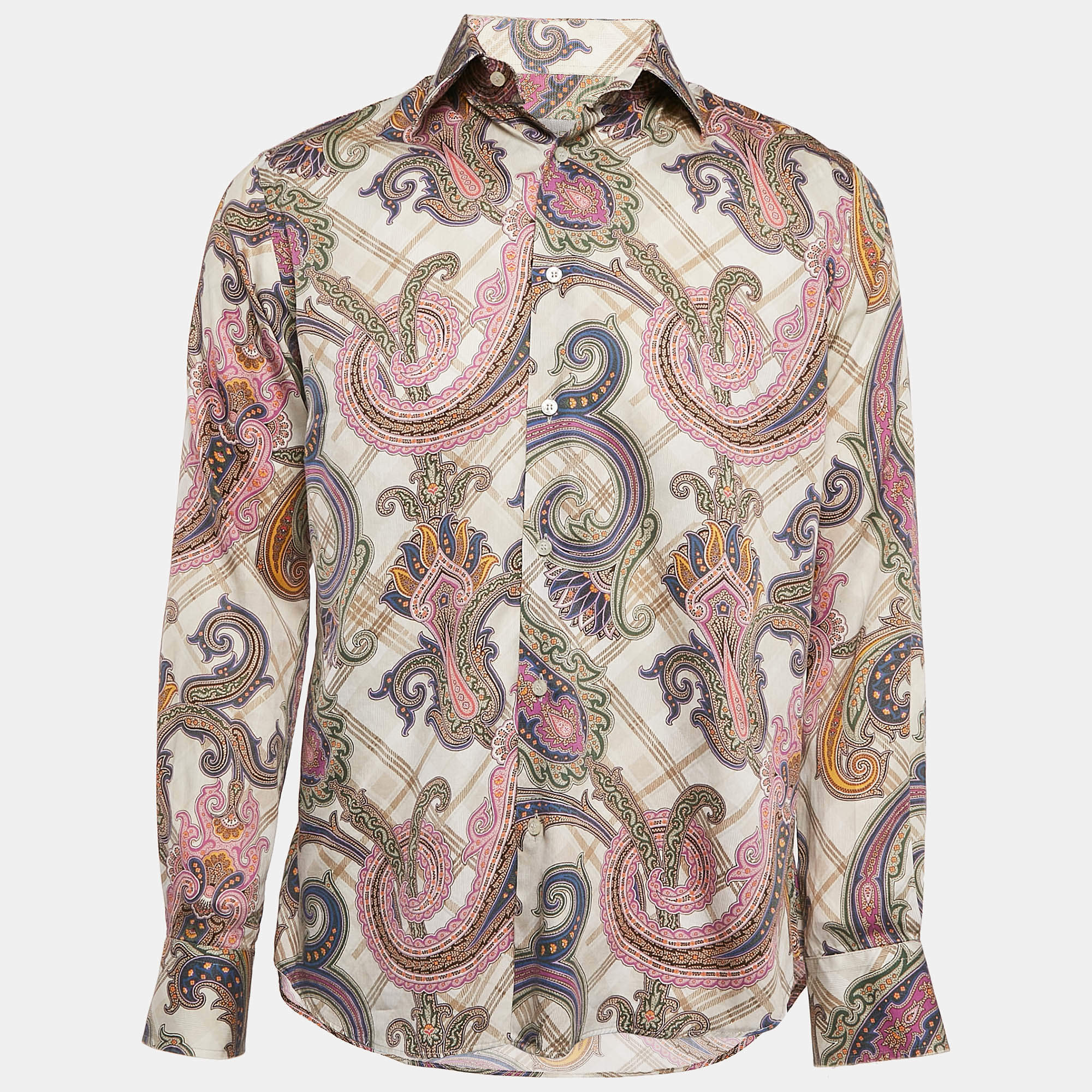 Pre Owned Etro Multicolor Paisley Print Button Front Shirt M