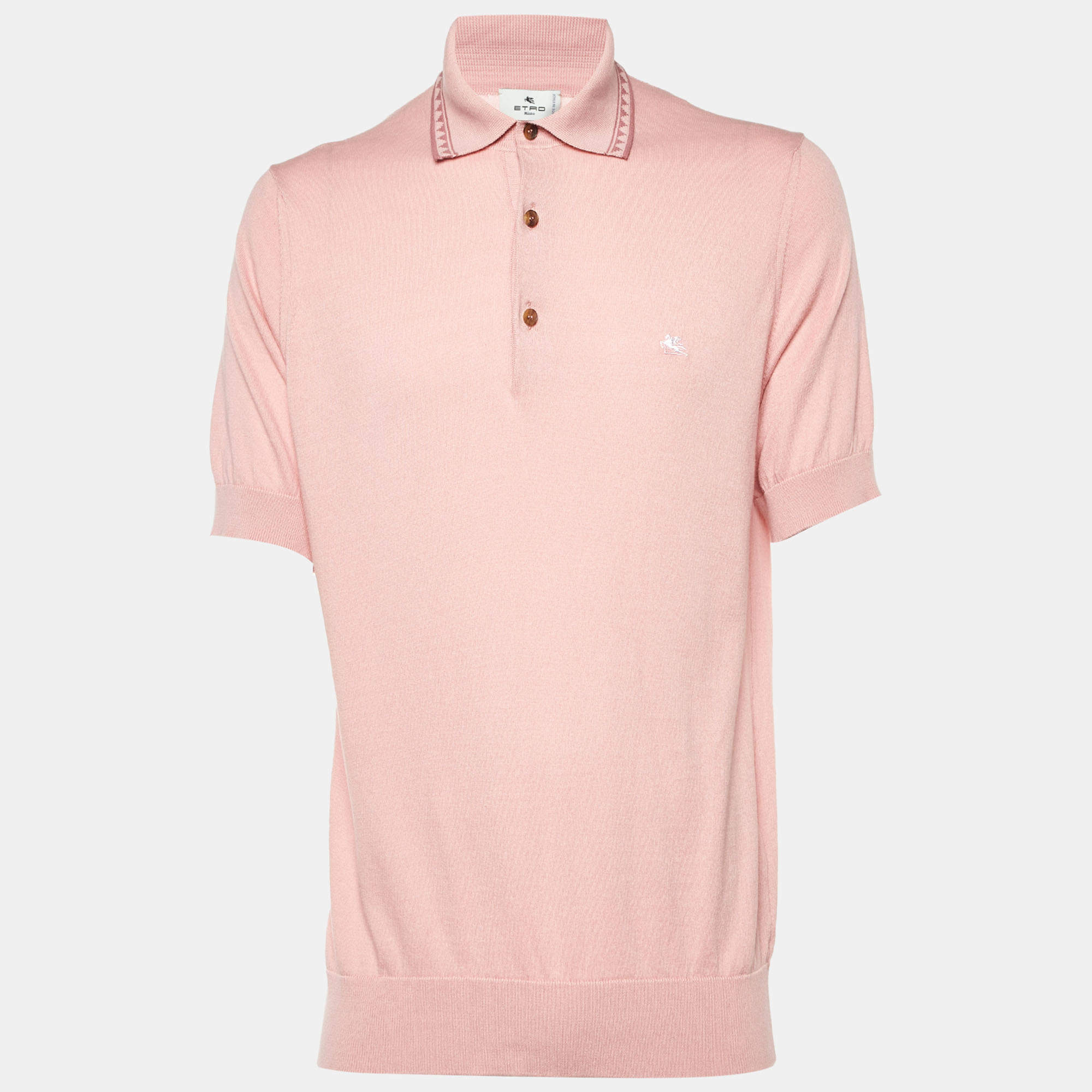 Pre Owned Etro Pink Cotton Knit Polo T-Shirt S