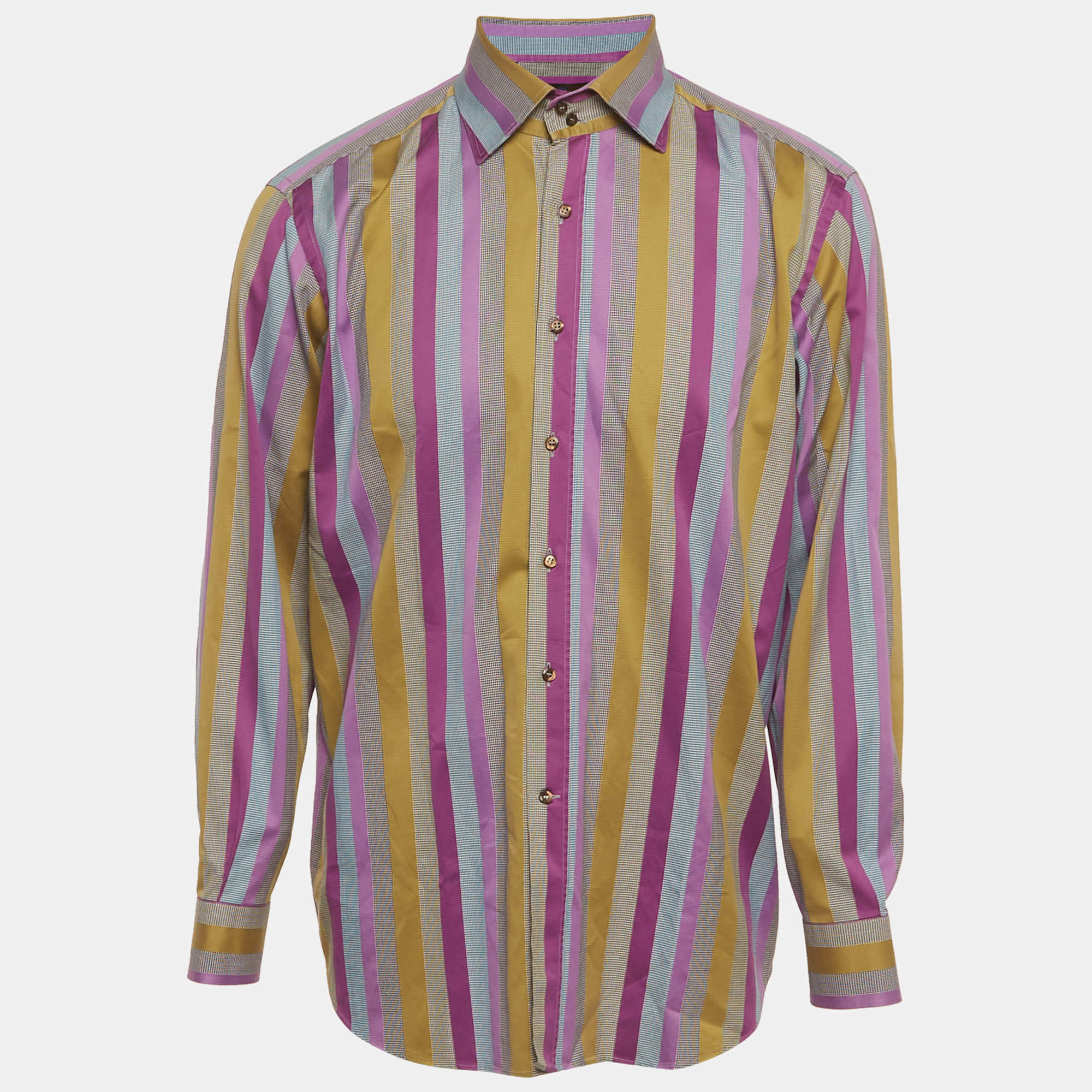 مملوكة مسبقًا Etro Multicolor Striped Cotton Shirt XXL