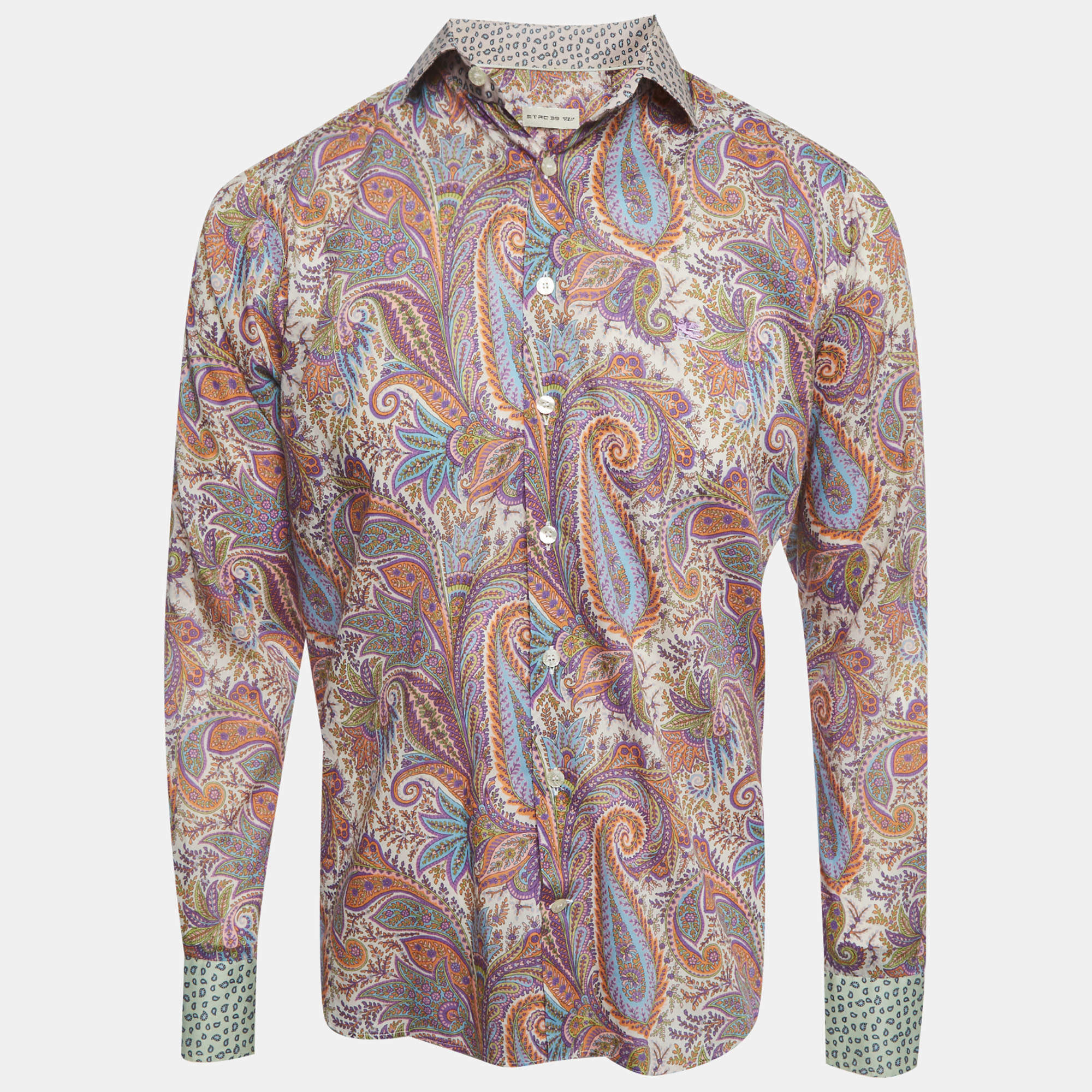 مملوكة مسبقًا Etro Multicolor Paisley Print Cotton Long Sleeve Shirt M