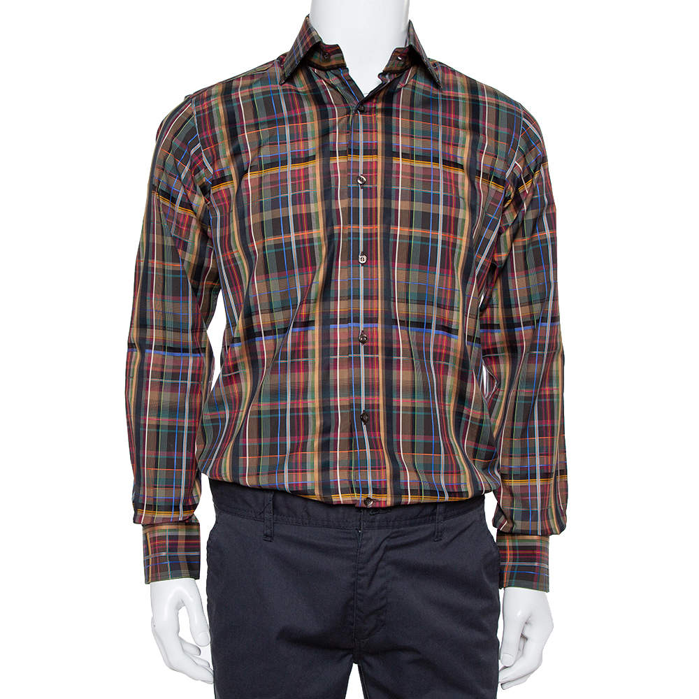Etro Multicolor Cotton Button Front Shirt S