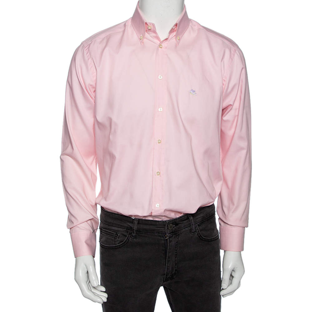 Etro Light Pink Cotton Button Down Shirt M