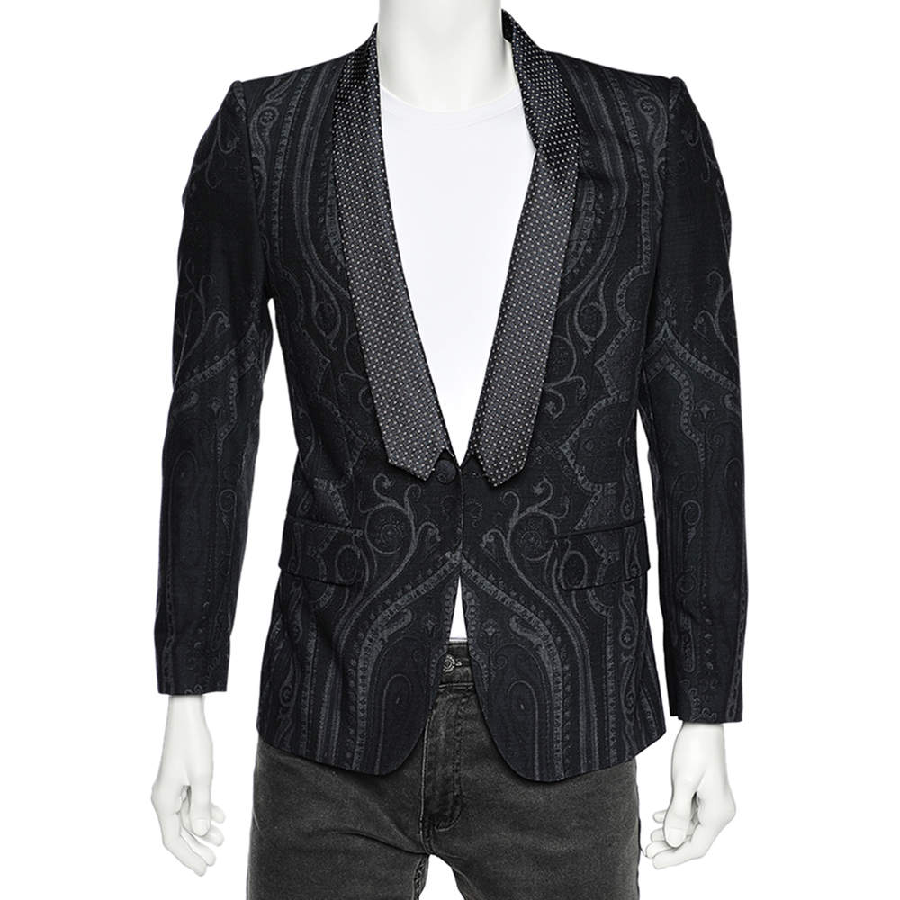 مملوكة مسبقًا بليزر إيترو حافة بروكيد صوف مطبوع كحلي مقاس صغير