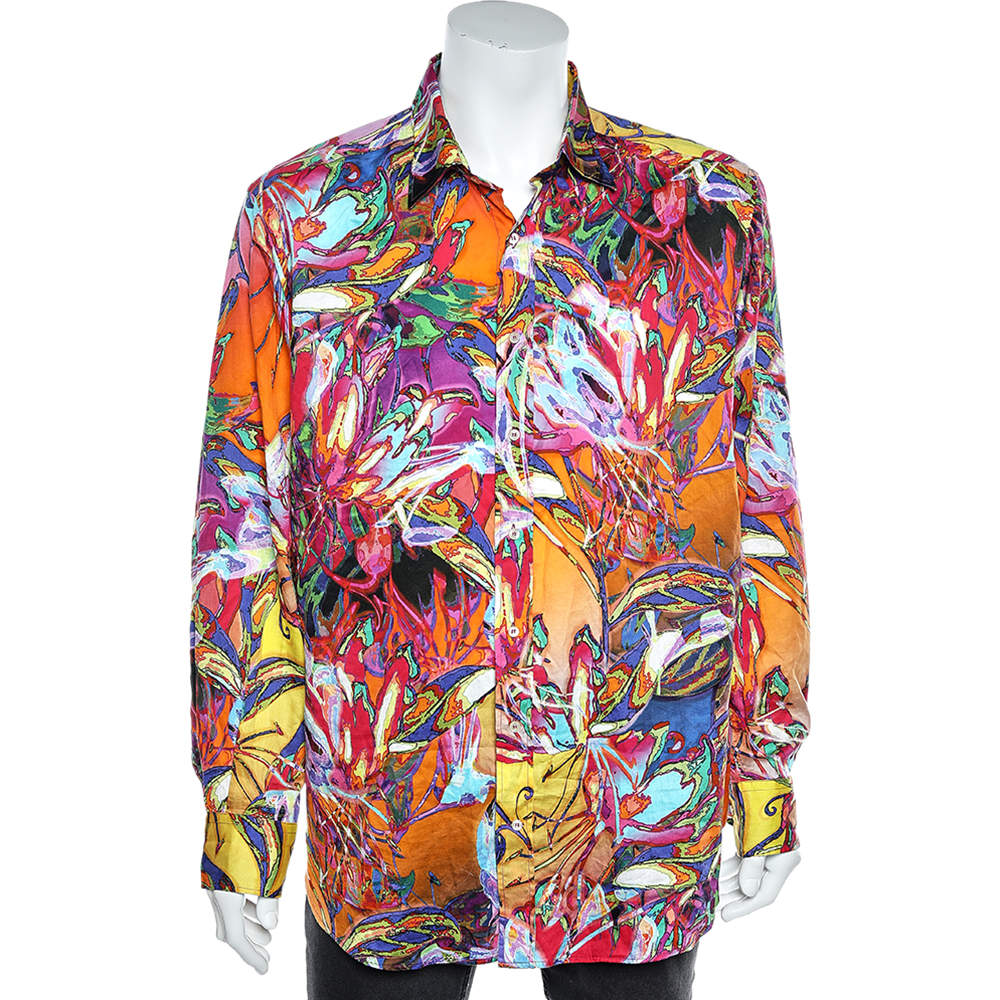 Pre Owned Etro Multicolor Cotton Button Front Shirt XXL